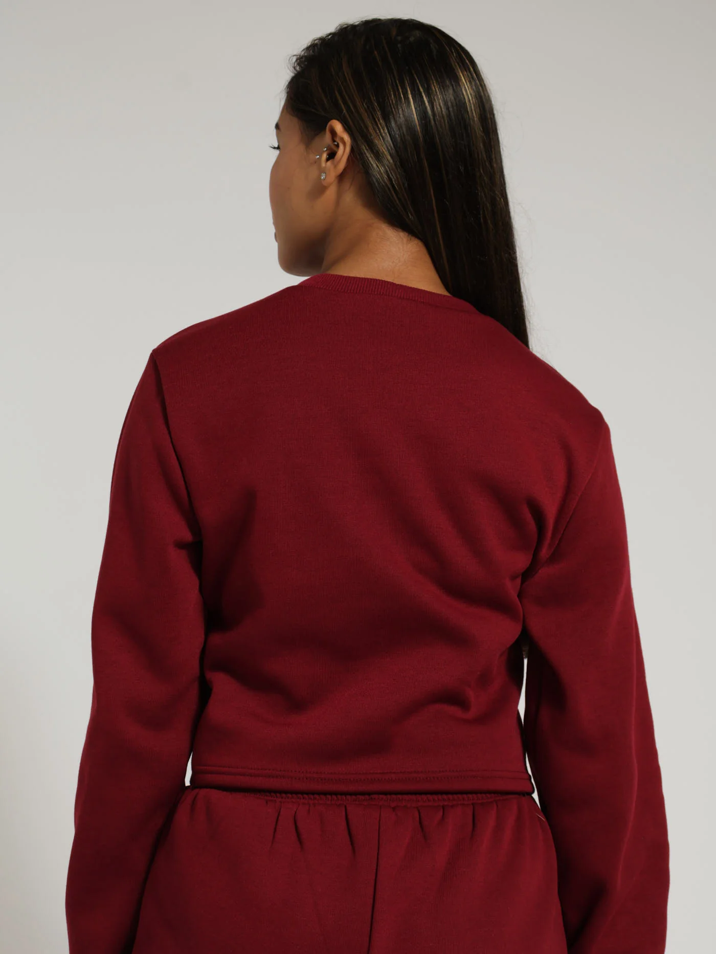 Cross Front Crew Neck Pullover - Burgundy - Image 3