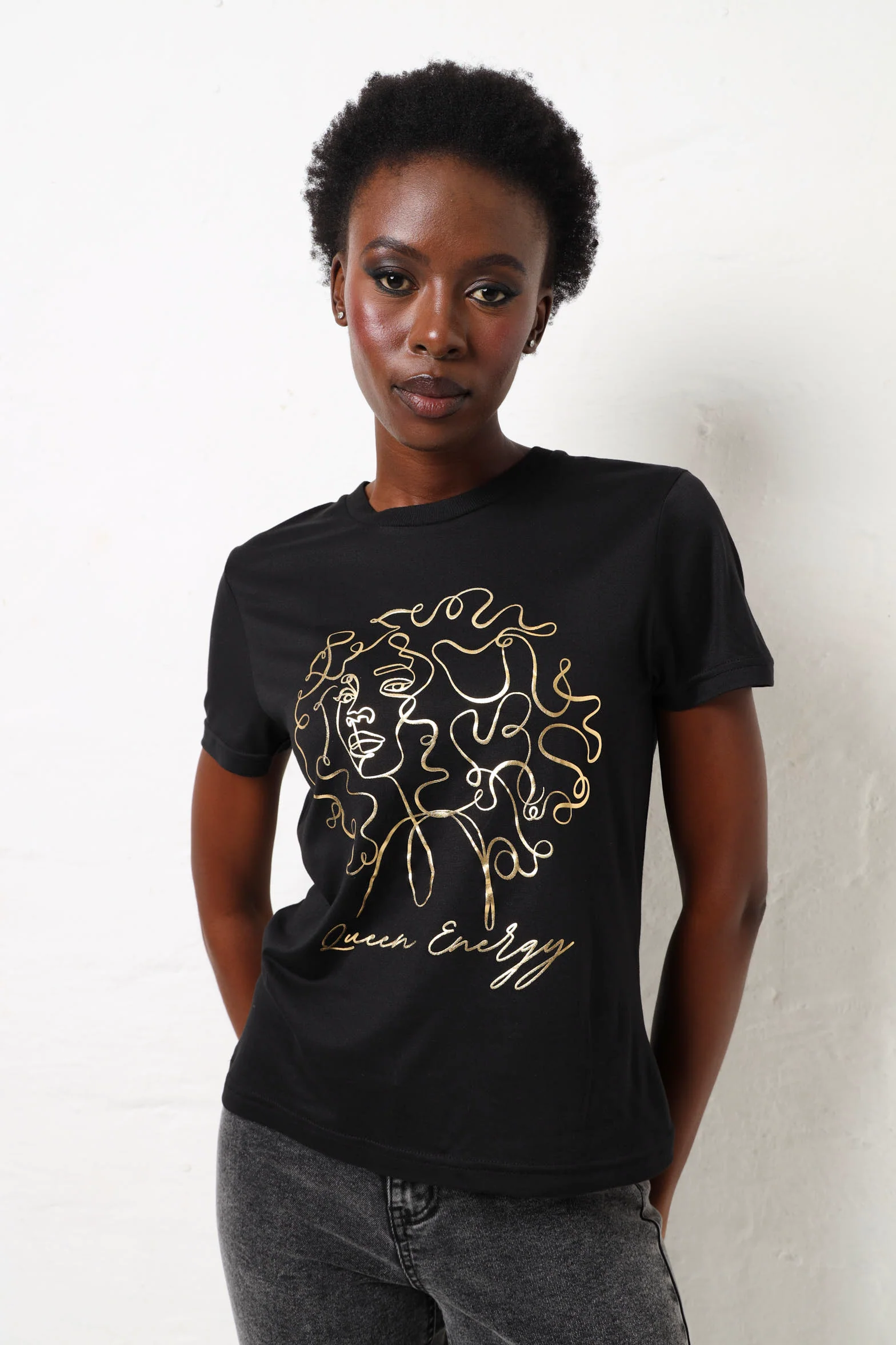Curly Lady Screen Tee - Black