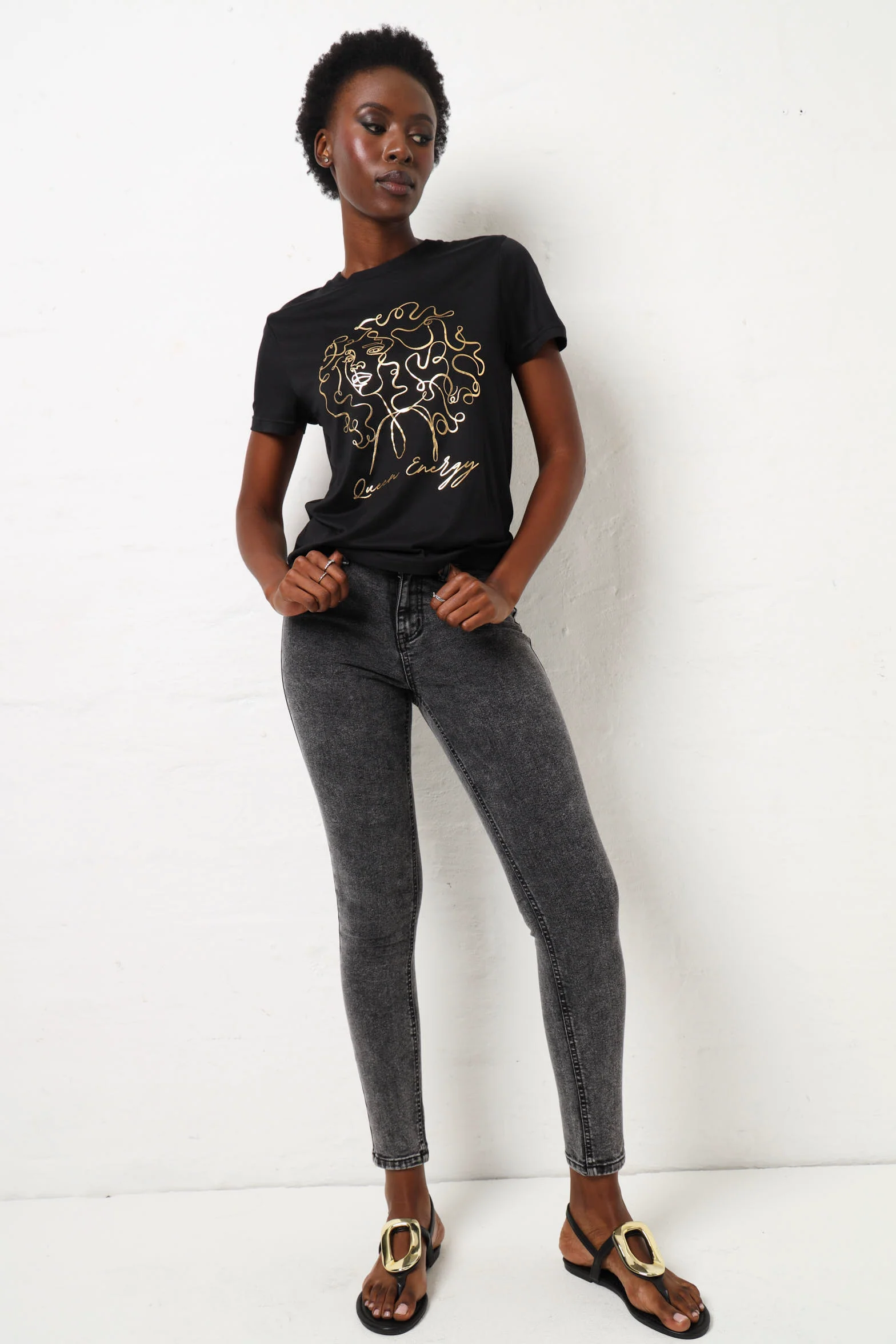 Curly Lady Screen Tee - Black - Image 2