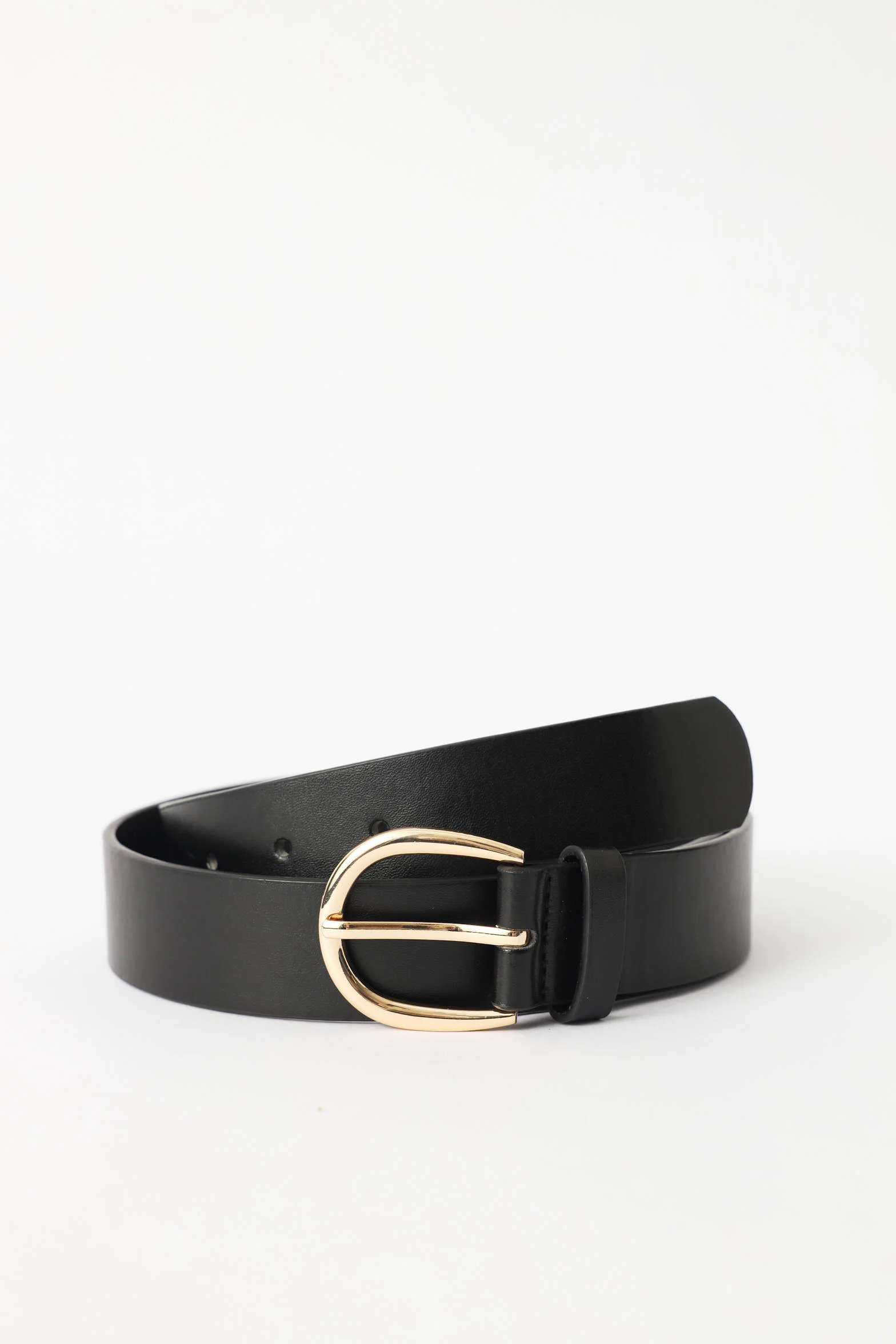 Curved Buckle Pu Puller Belt - Gold