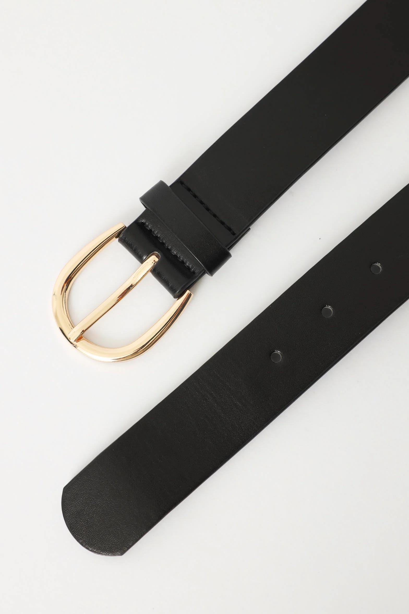 Curved Buckle Pu Puller Belt - Gold - Image 2