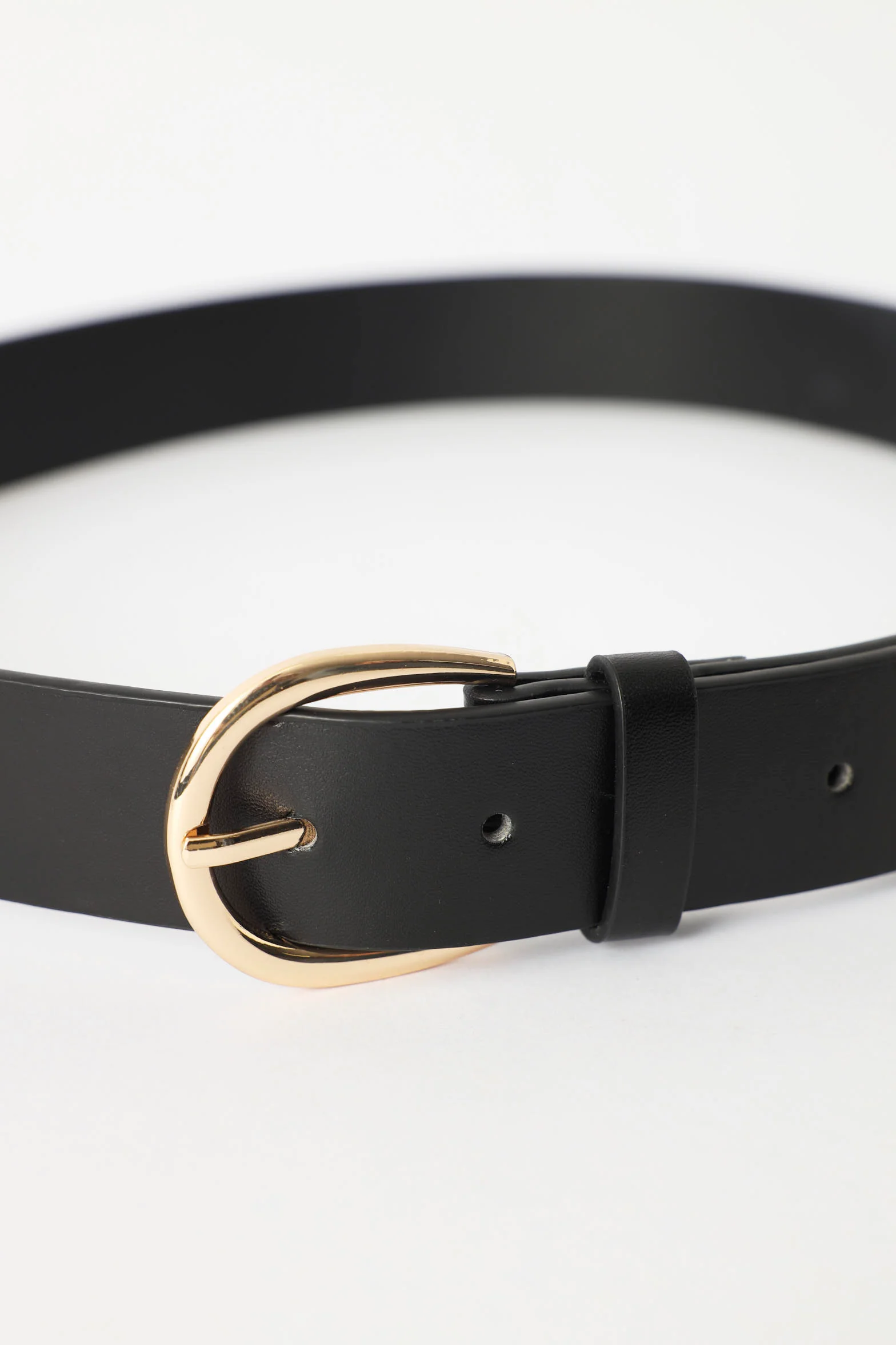 Curved Buckle Pu Puller Belt - Gold - Image 3