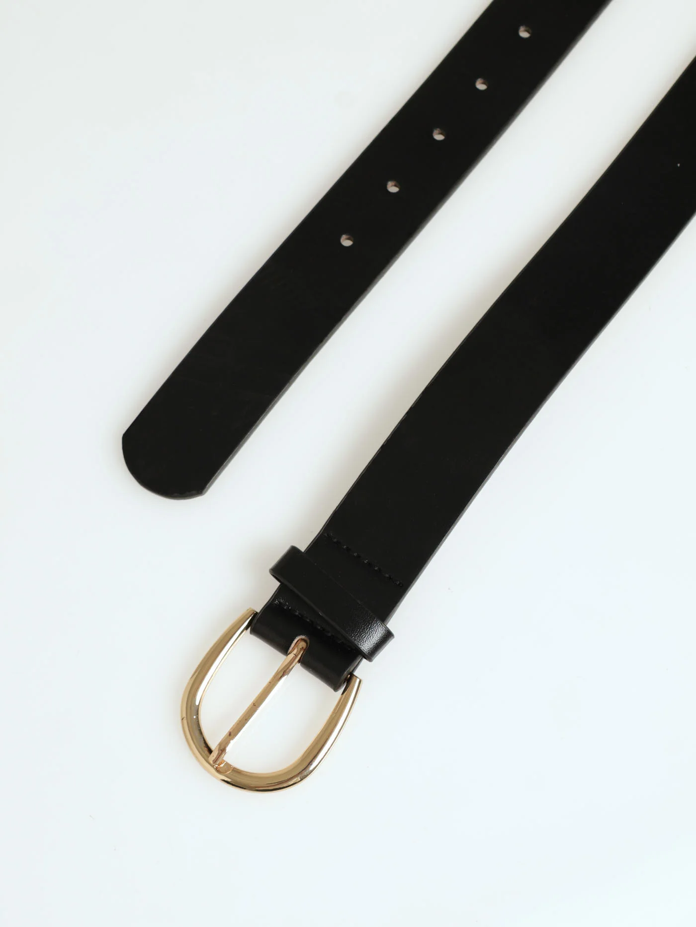 Curved Buckle Pu Puller Belt - Gold