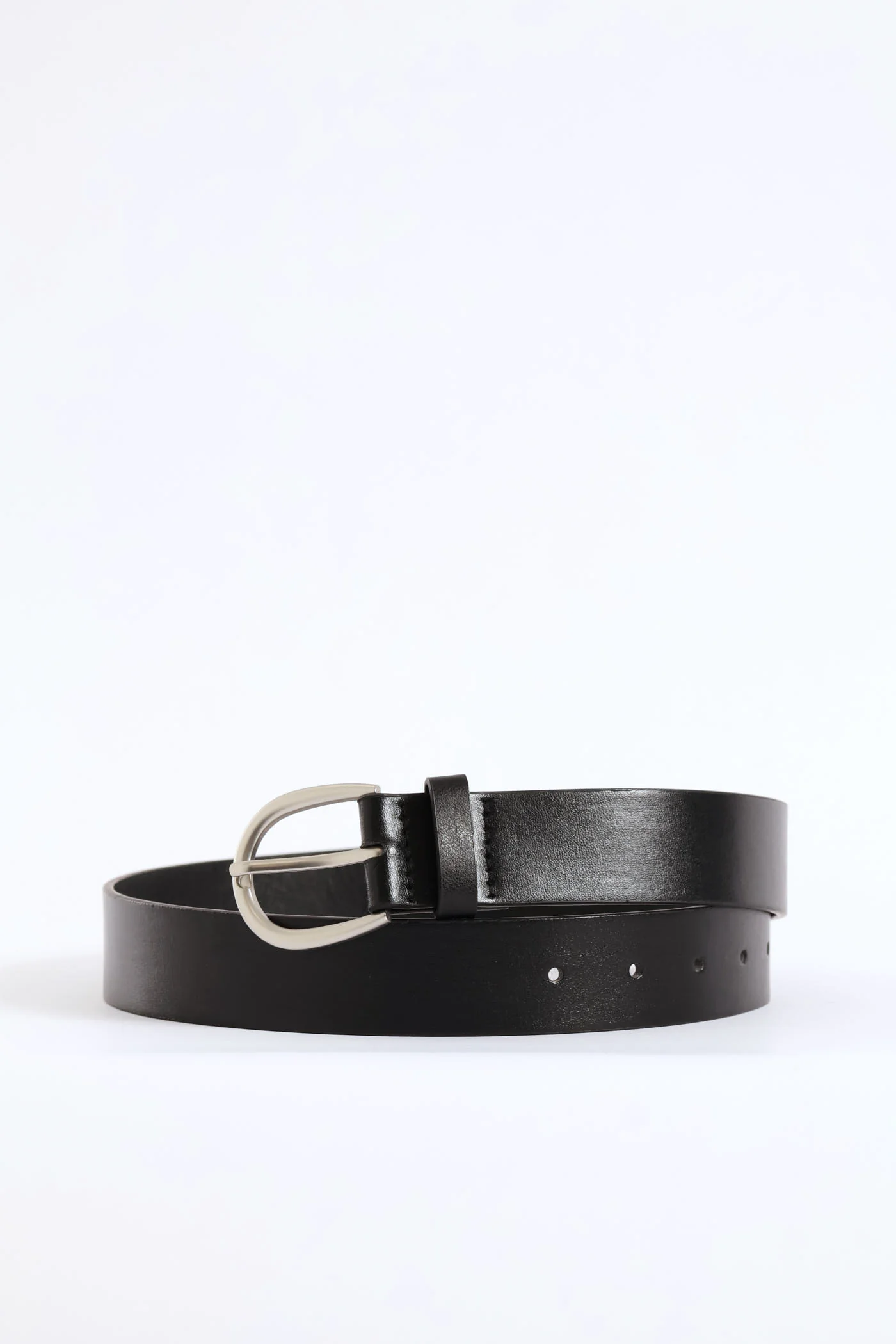 Curved Buckle Puller Belt - Matte silver