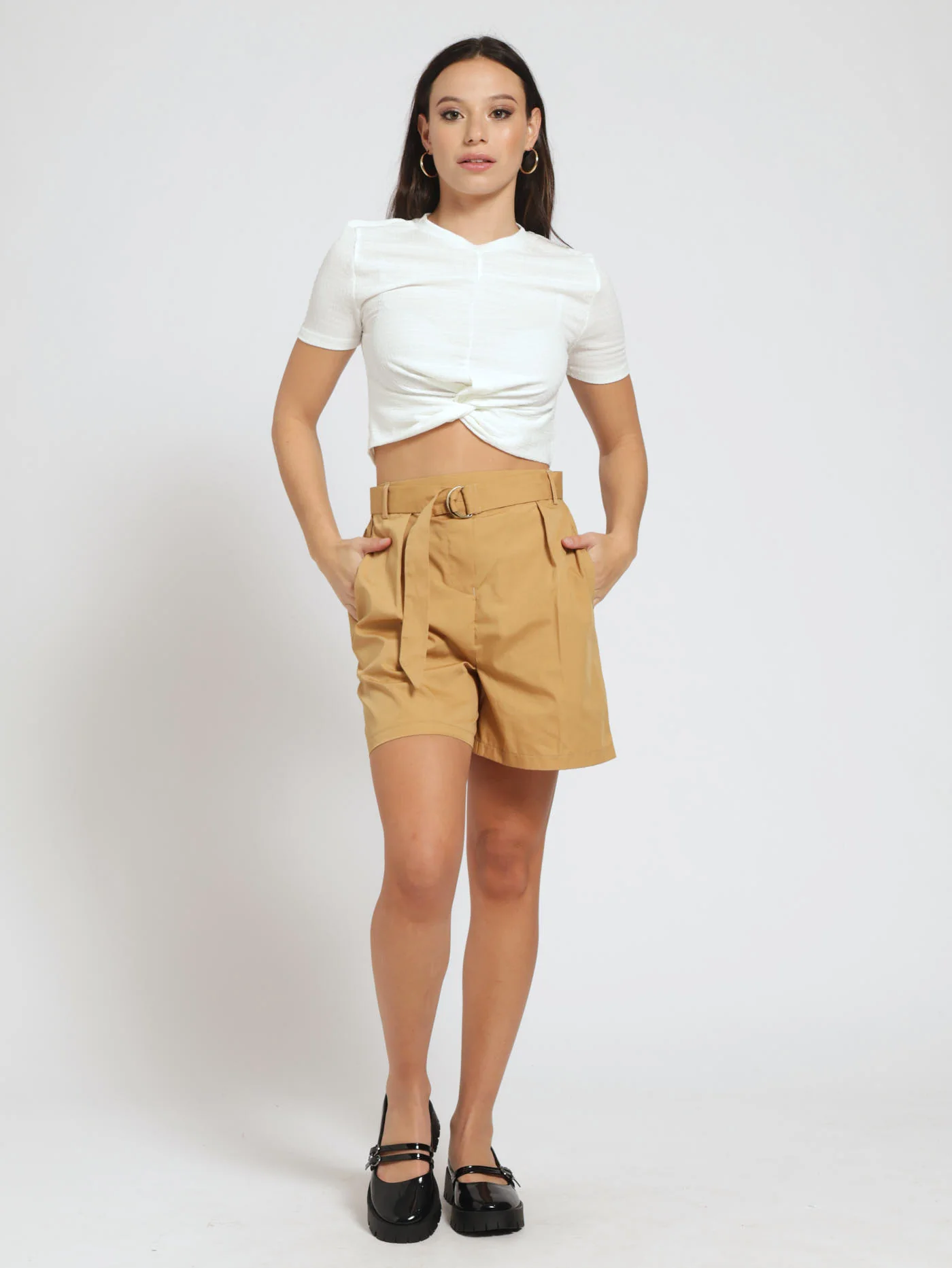 D-Ring Poplin Shorts - Caramel - Image 4