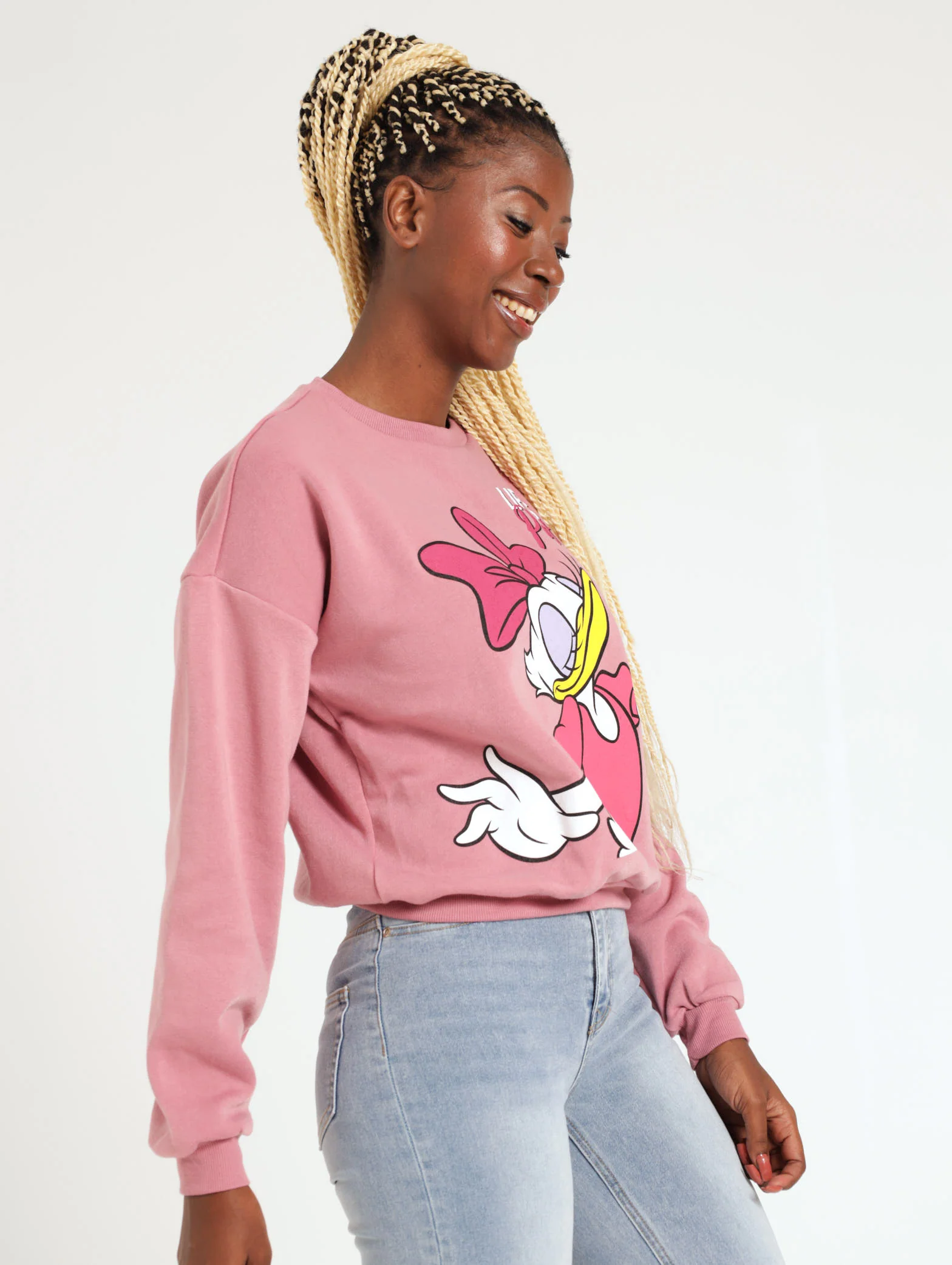 Daisy Crew Long Sleeve Pullover - Pink - Image 3