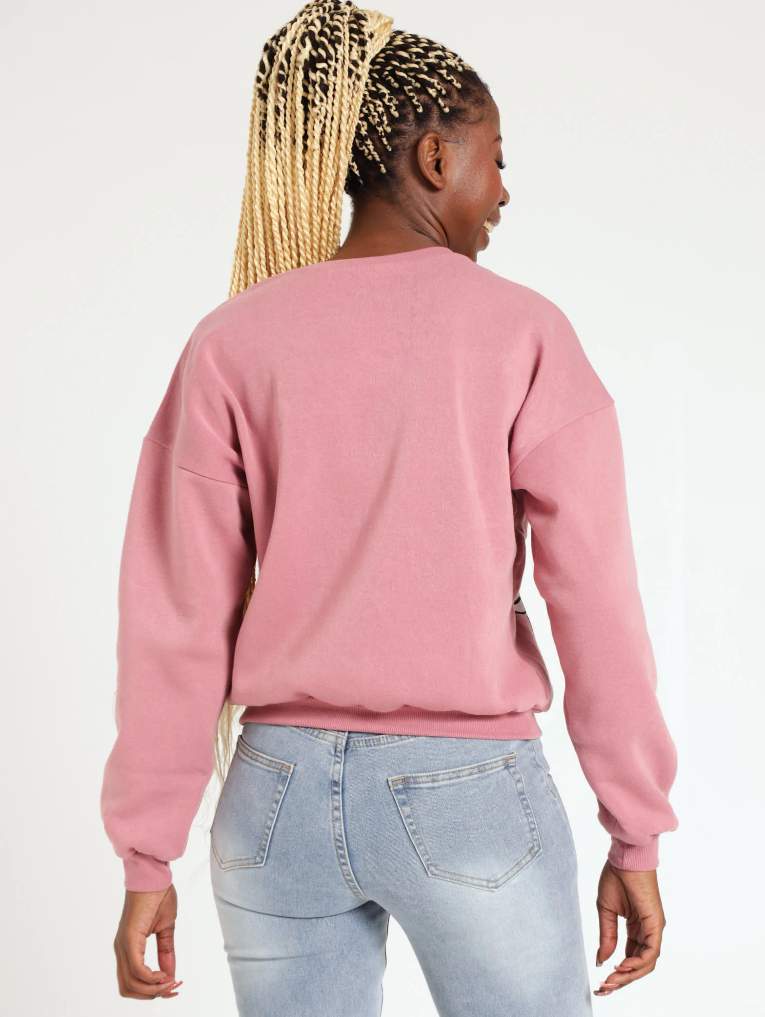 Daisy Crew Long Sleeve Pullover - Pink - Image 4