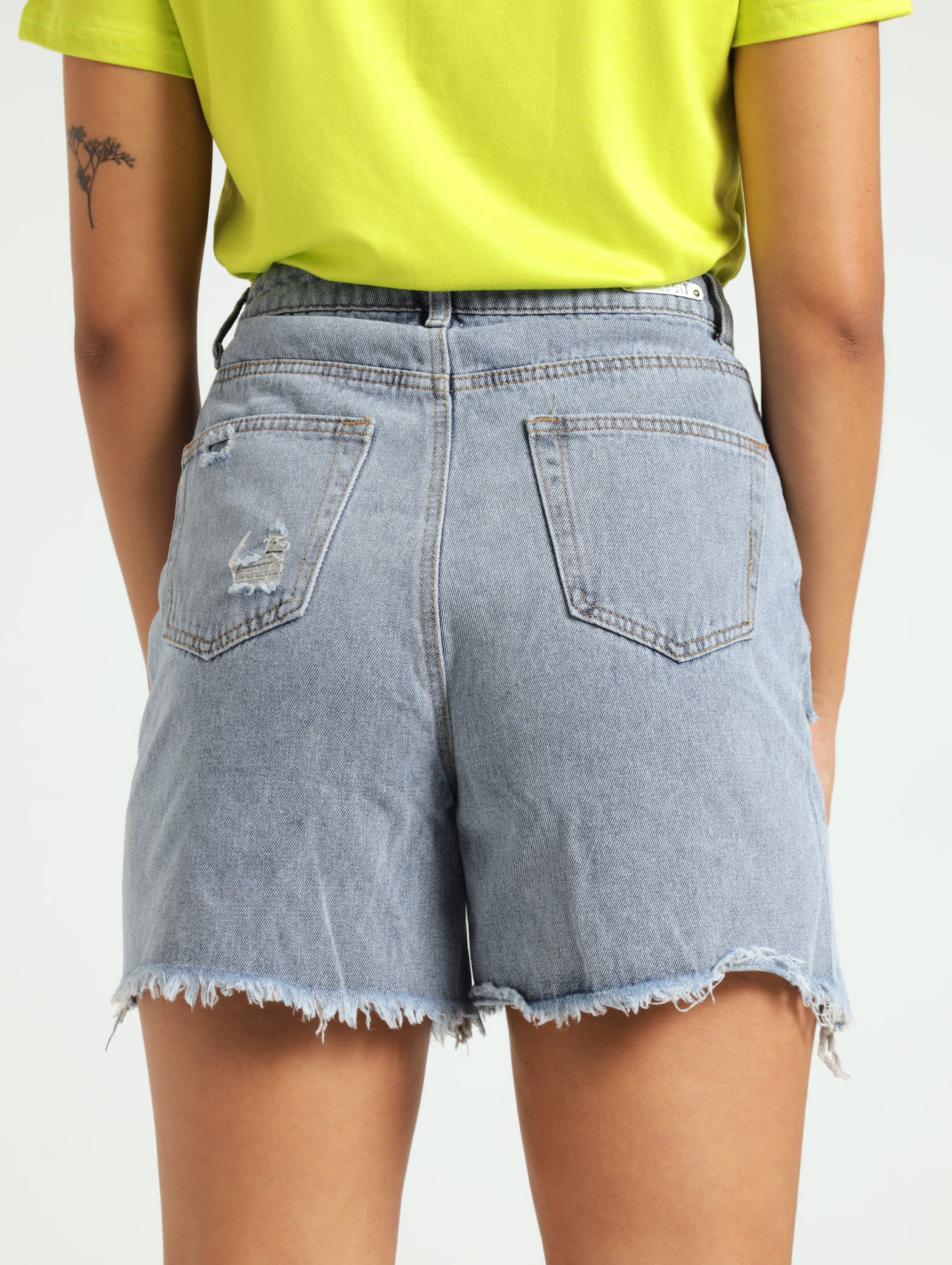 Denim Abraised Shorts - Image 3