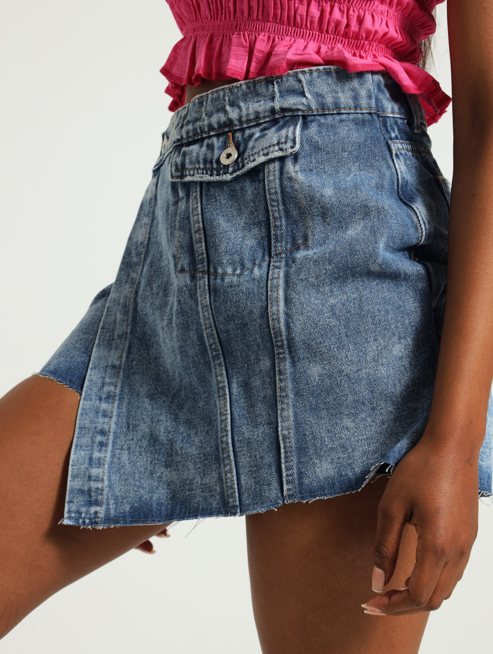 Denim Asymmetric Skort - Image 2