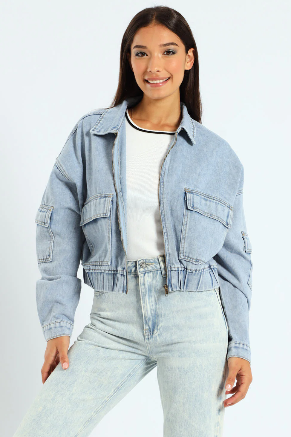 Denim Bomber Jacket - Light Wash