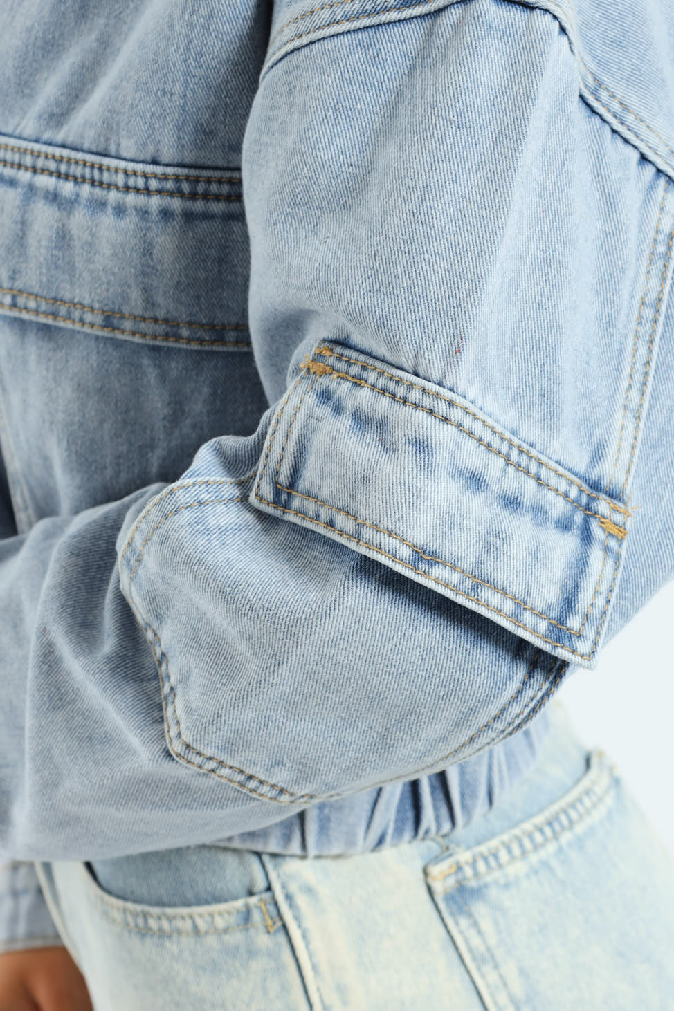 Denim Bomber Jacket - Light Wash - Image 2
