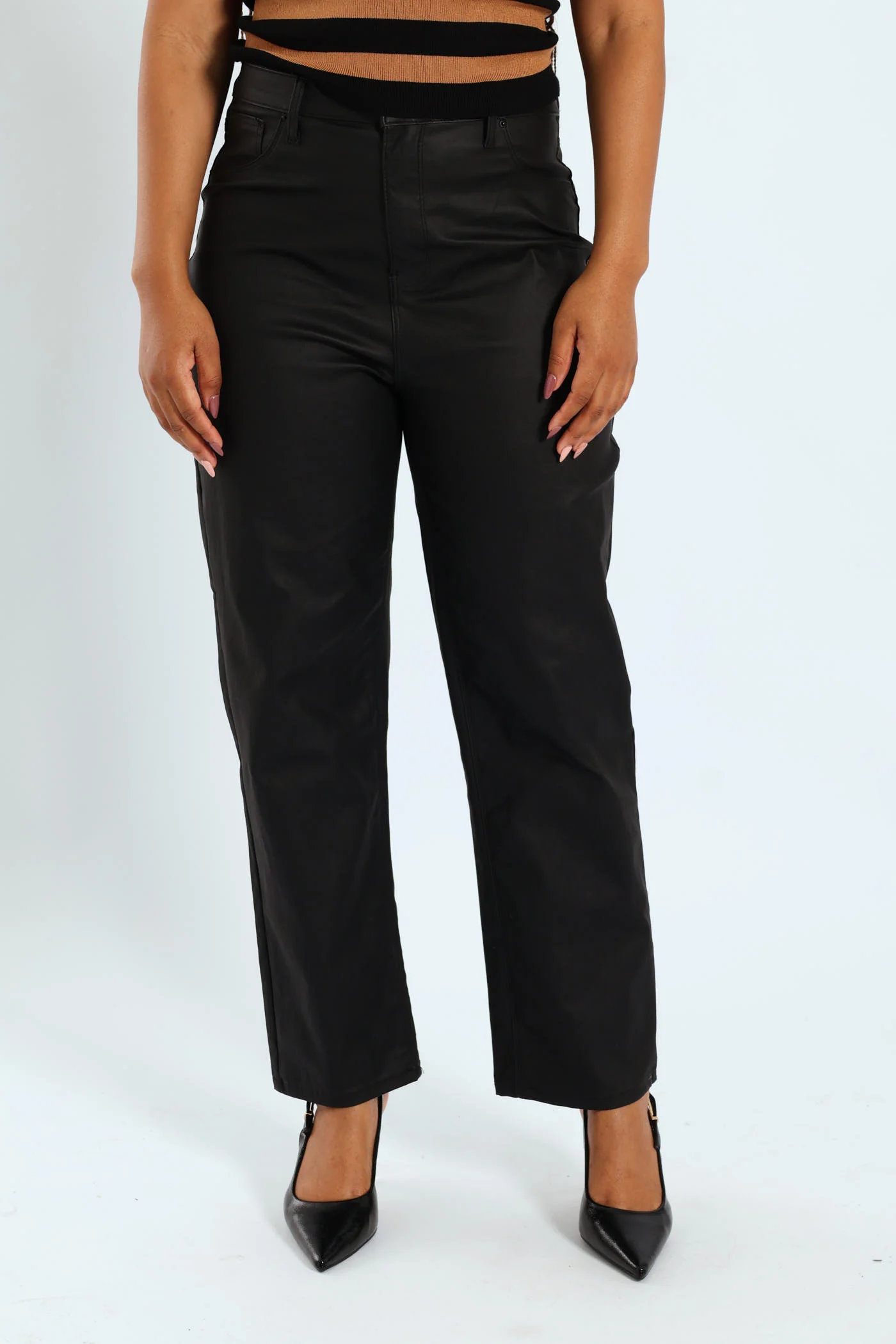Denim Coated Straight Leg Jean - Black