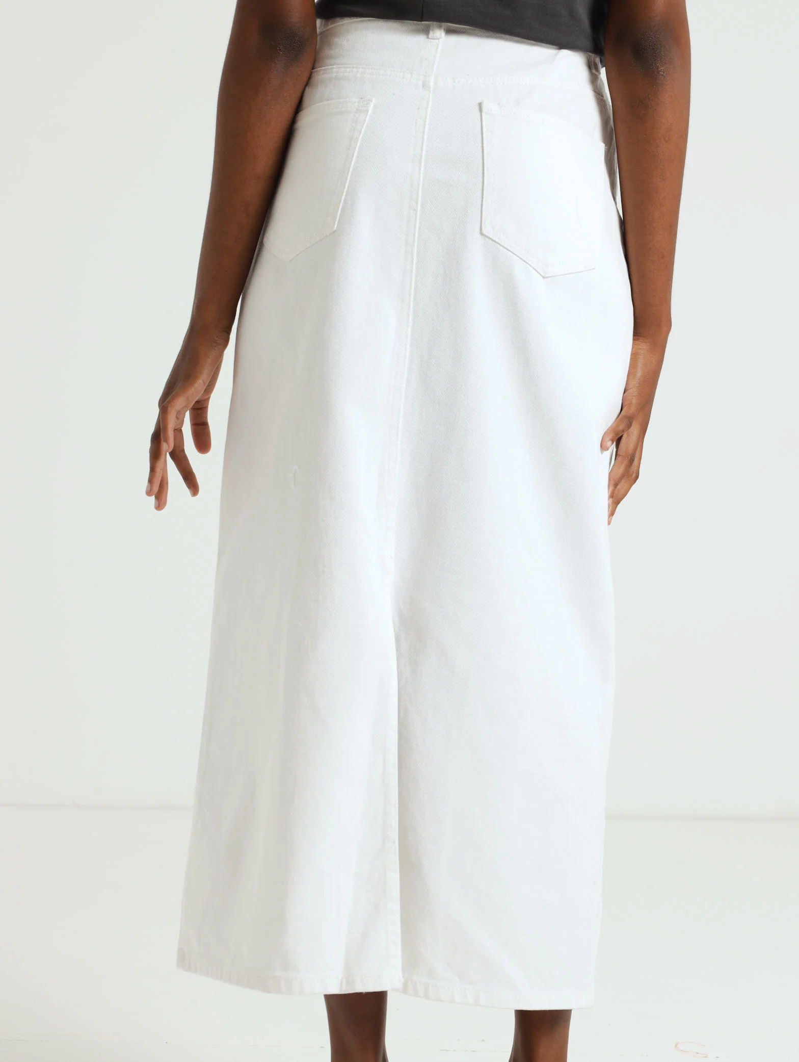 Denim Maxi Skirt - White - Image 4