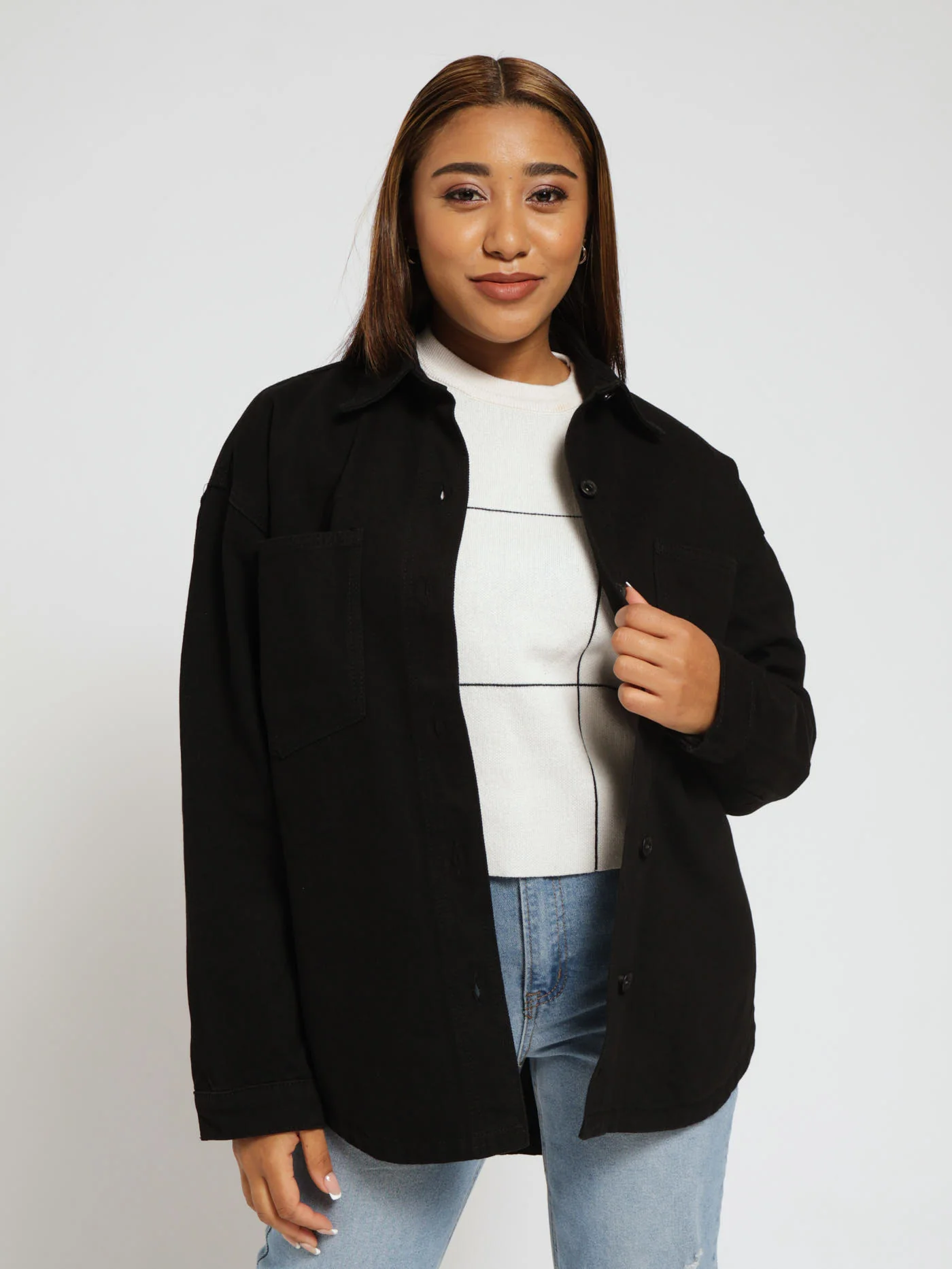 Denim Shacket - Black