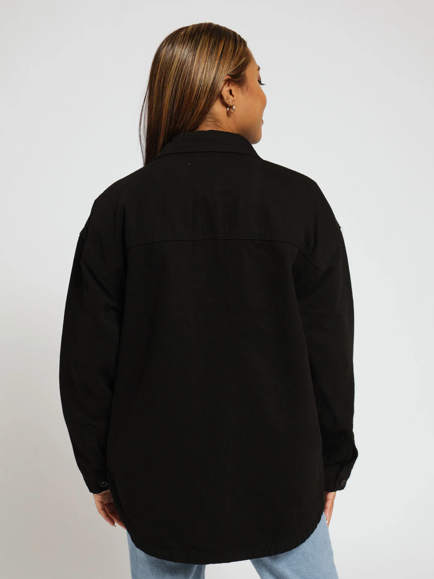 Denim Shacket - Black - Image 3