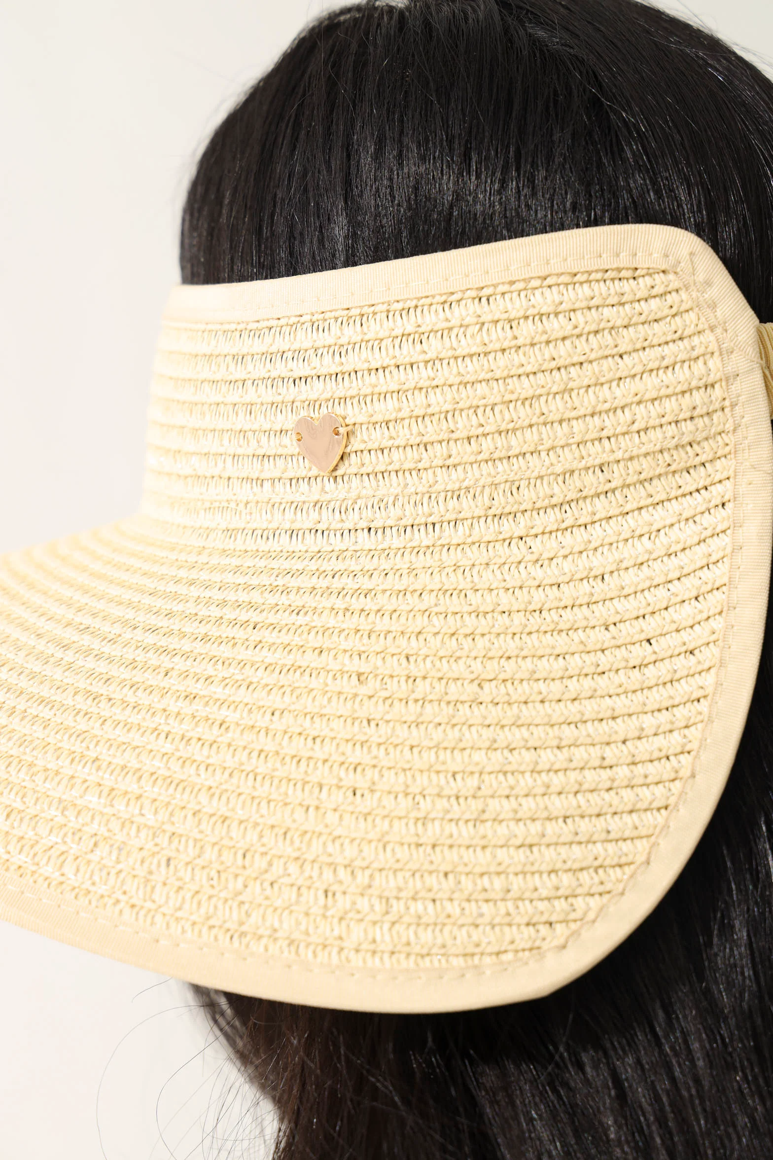Detachable Metal Disc Trim Straw Sun Hat - Natural - Image 4