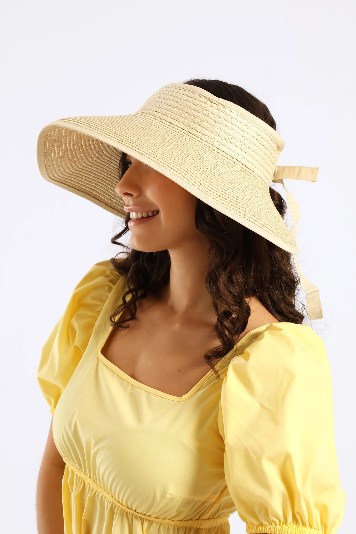 Detachable Metal Logo Straw Sun Hat - Natural - Image 3
