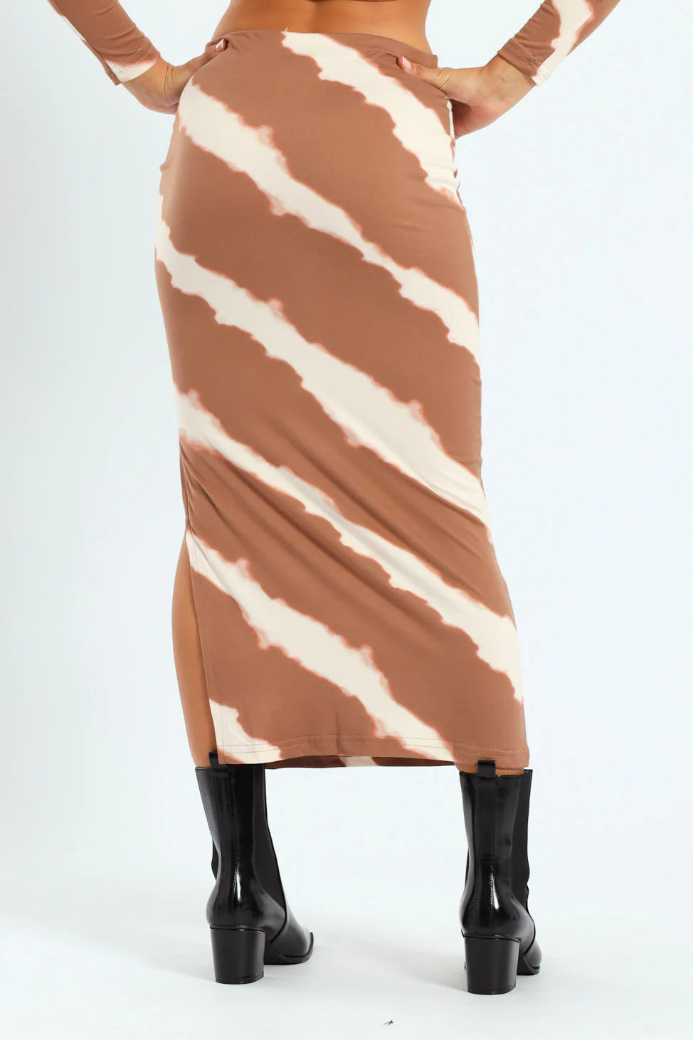 Diagonal Stripe Midi Skirt - Multi - Image 2