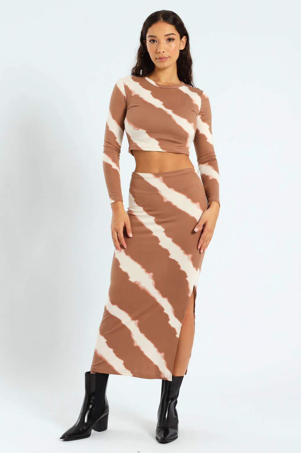 Diagonal Stripe Midi Skirt - Multi - Image 3