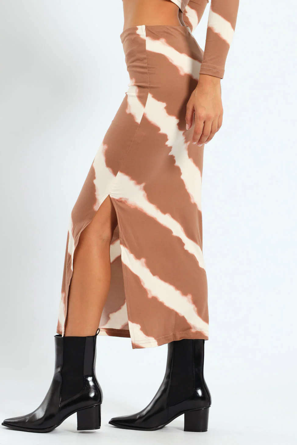 Diagonal Stripe Midi Skirt - Multi - Image 4