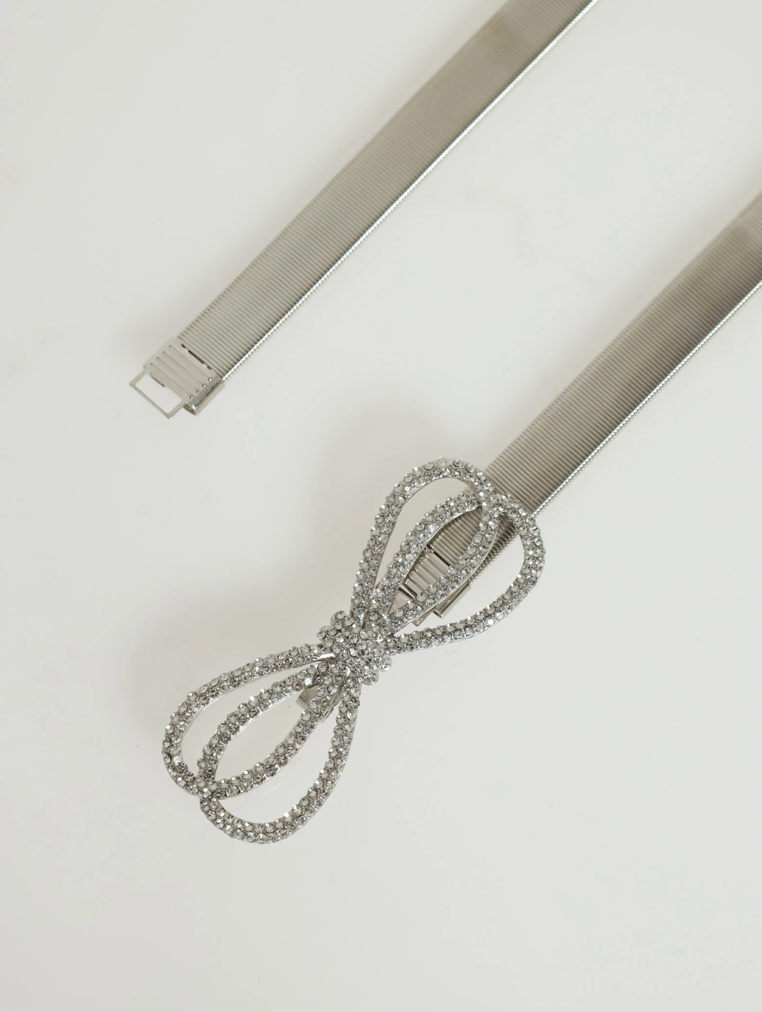 Diamante Bow Detail Metal Waisted Belt