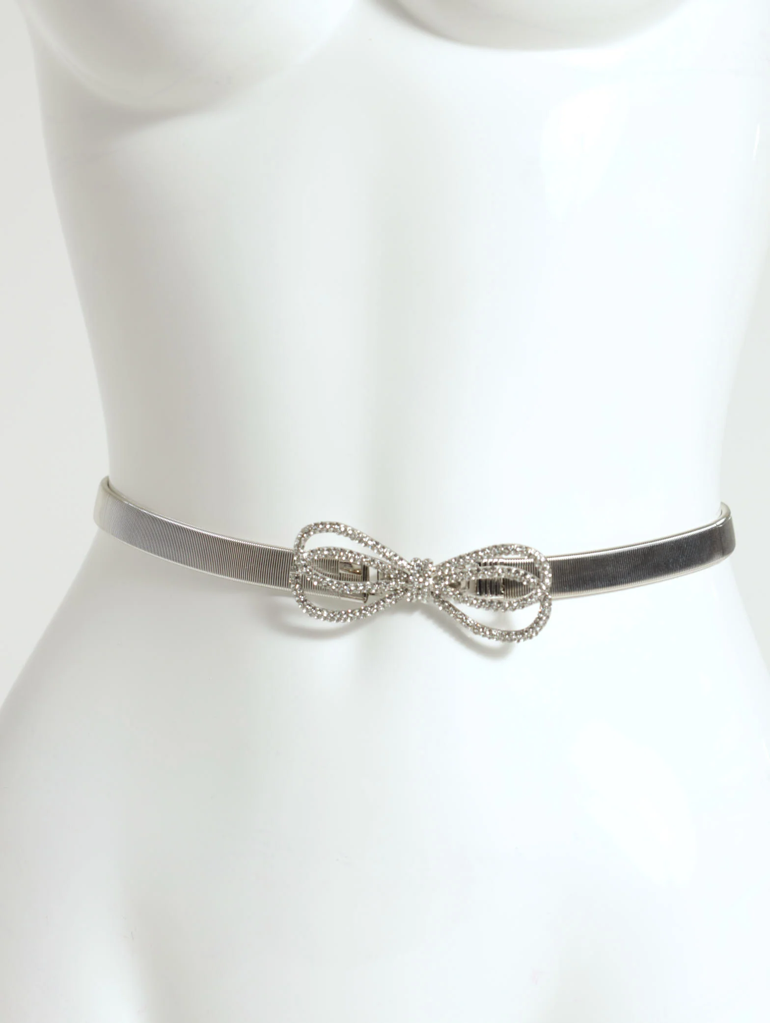 Diamante Bow Detail Metal Waisted Belt - Image 2