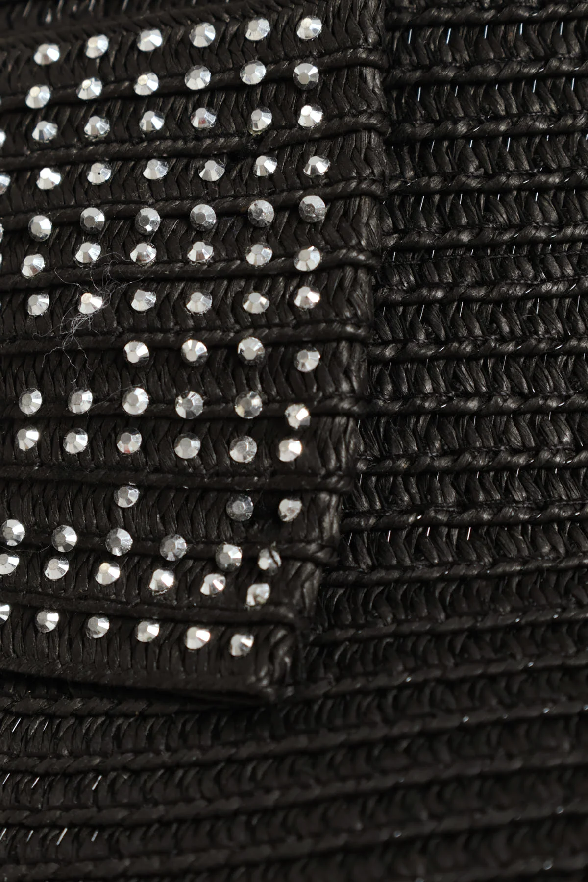 Diamante Bow Straw Large Visor Hat - Black - Image 7