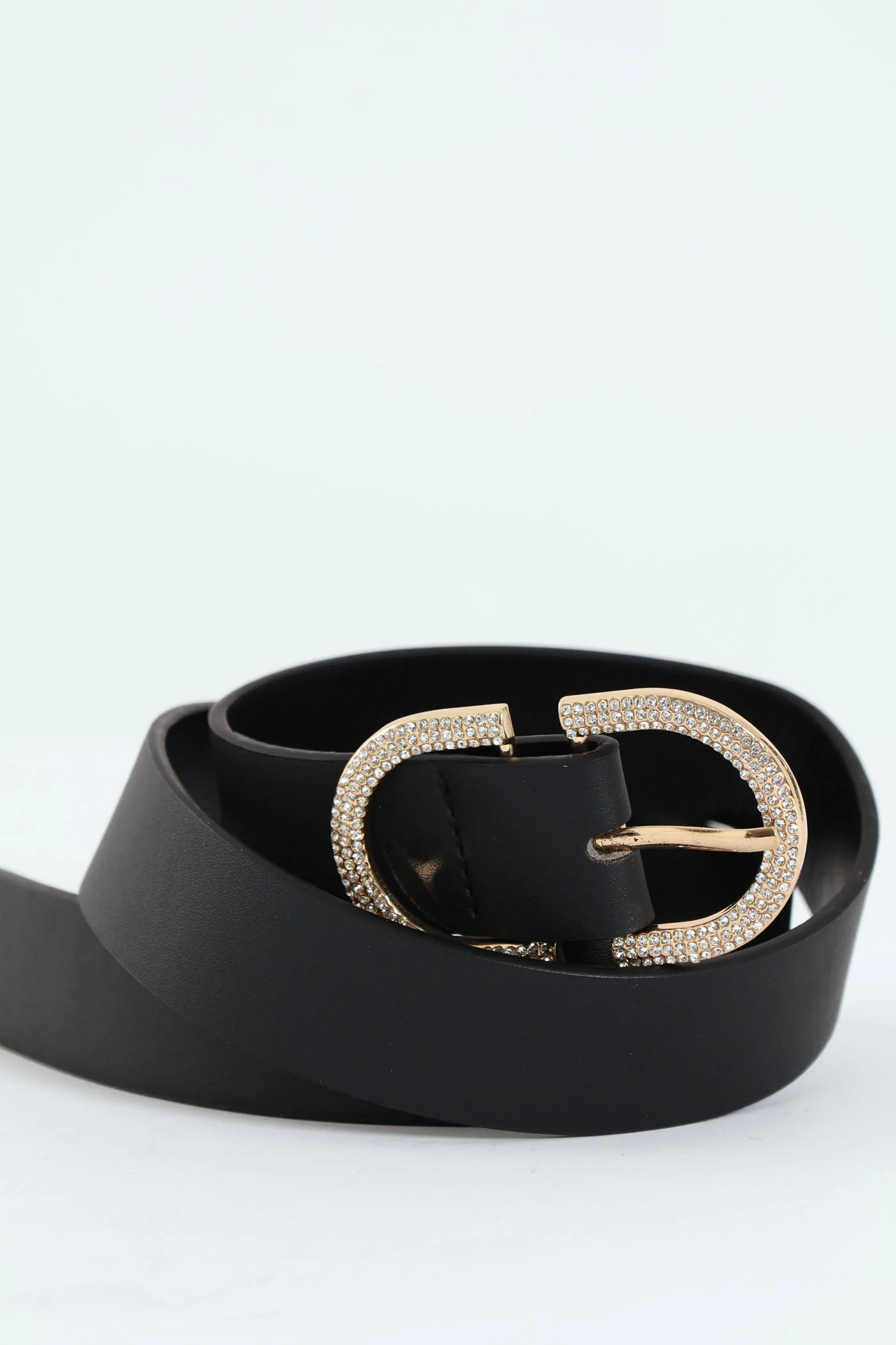 Diamante Buckle Fashion Belt - Black - Image 2