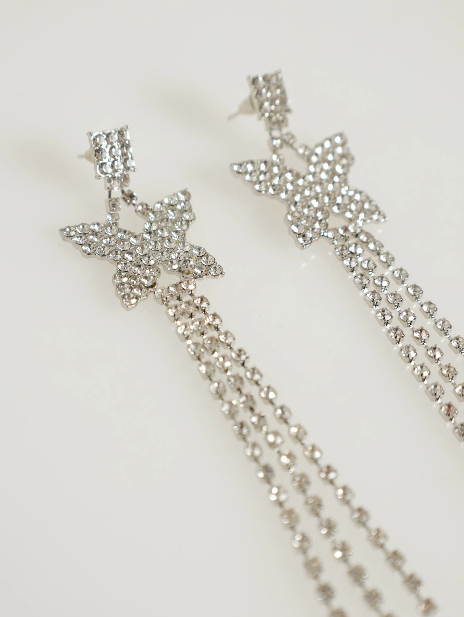 Diamante Butterfly & Diamante Thread Earrings - Image 2