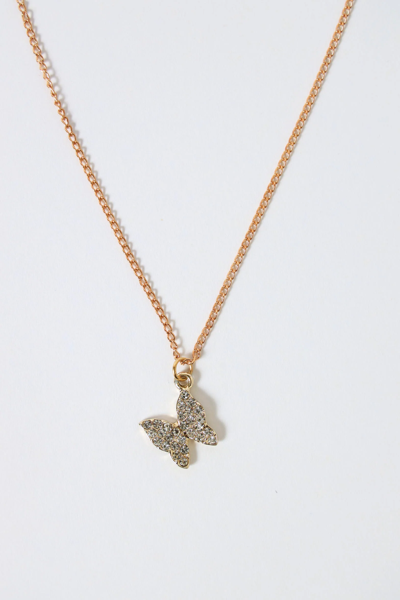 Diamante Butterfly Necklace - Gold - Image 4