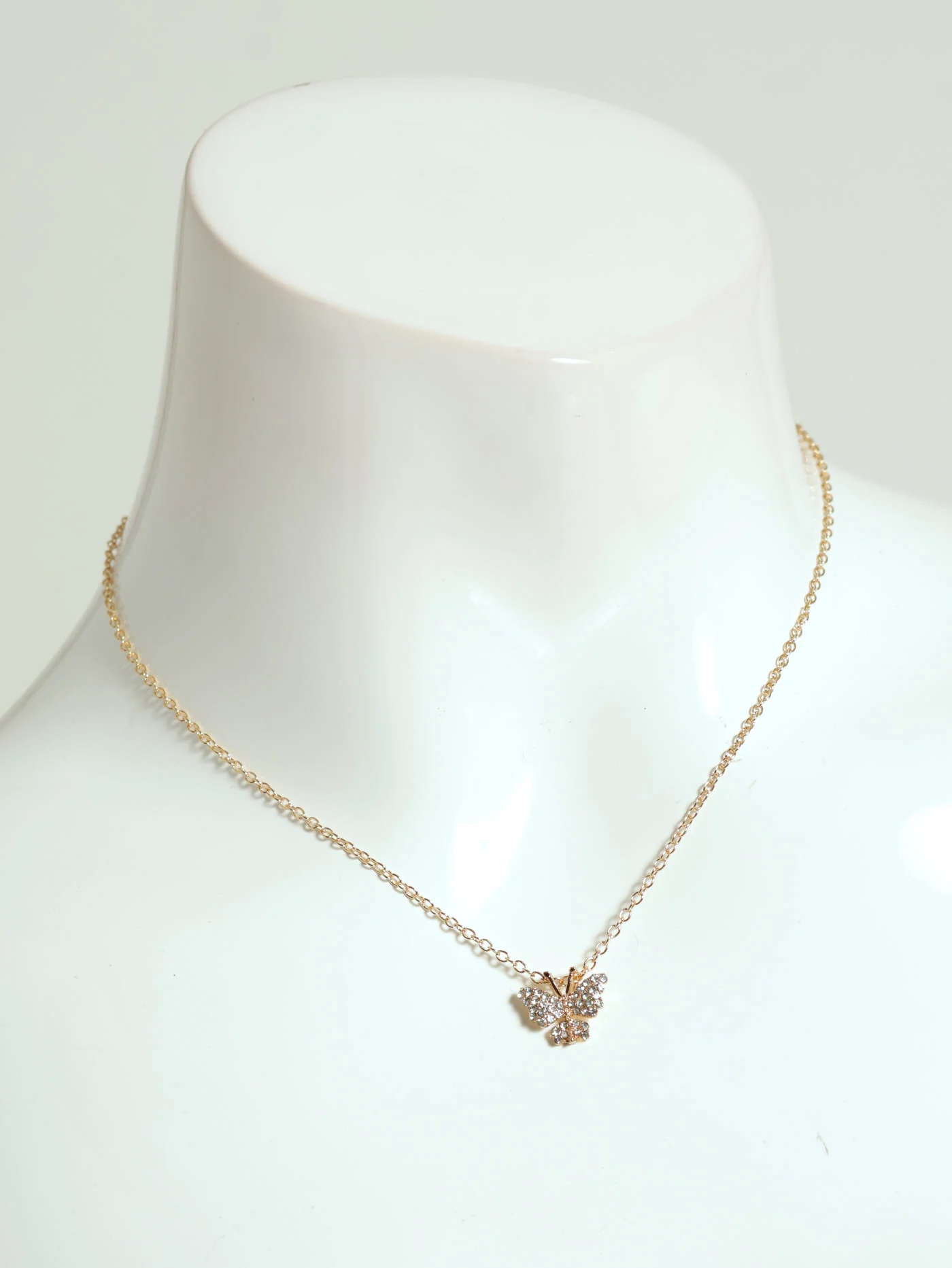 Diamante Butterfly Necklace & Matching Earrings - Gold