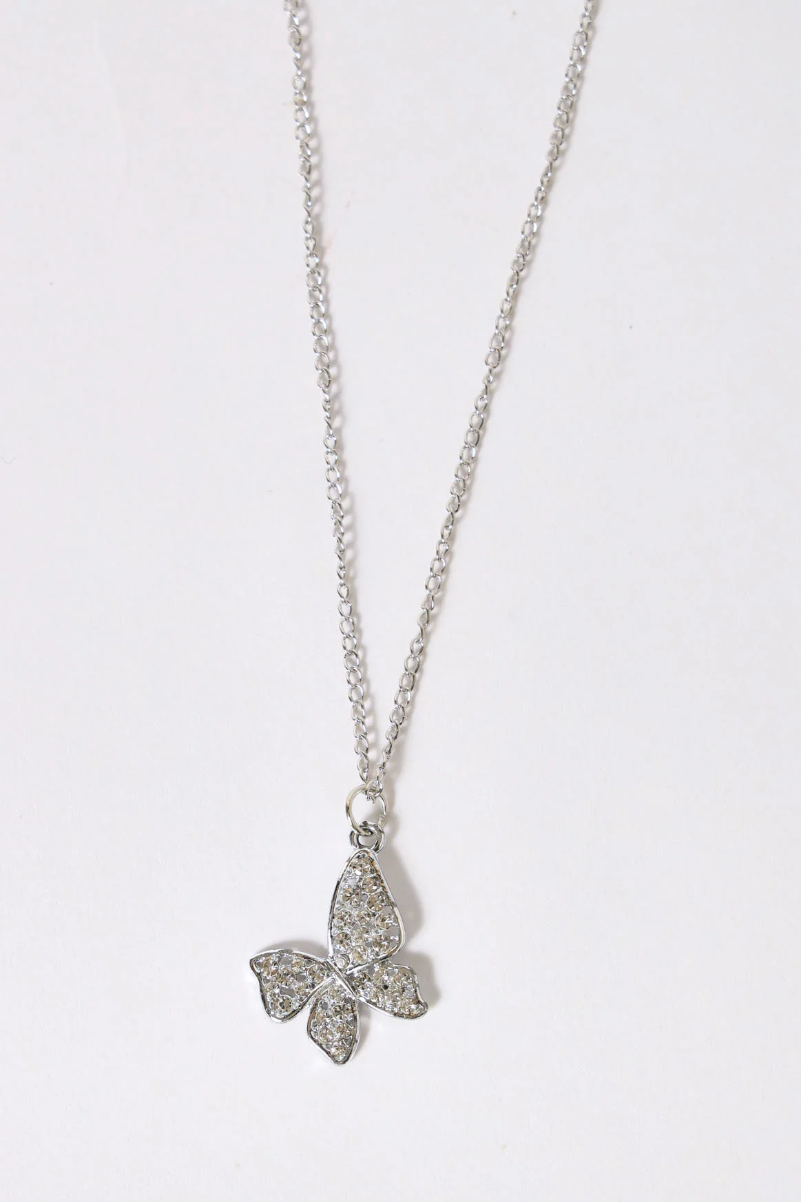 Diamante Butterfly Necklace - Silver - Image 2