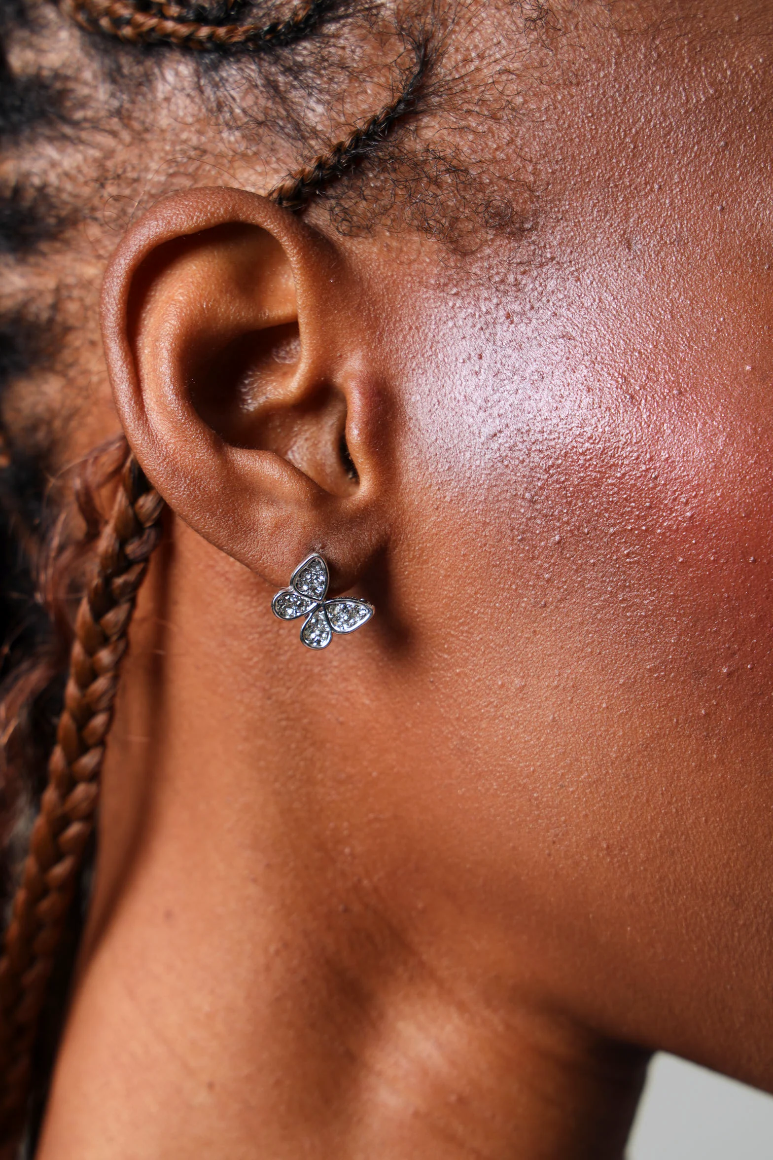 Diamante Butterfly Necklace With Matching Earrings - Silver - Image 3