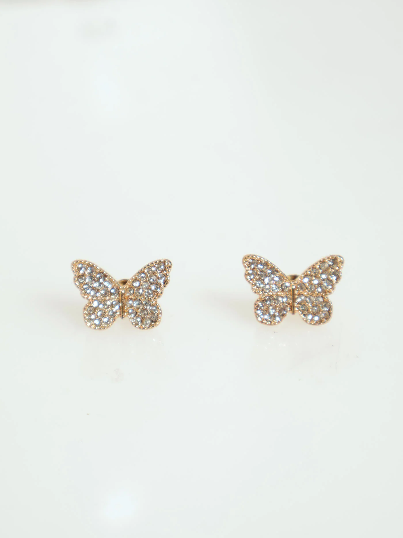 Diamante Butterfly Pendant Necklace & Earrings - Gold - Image 2
