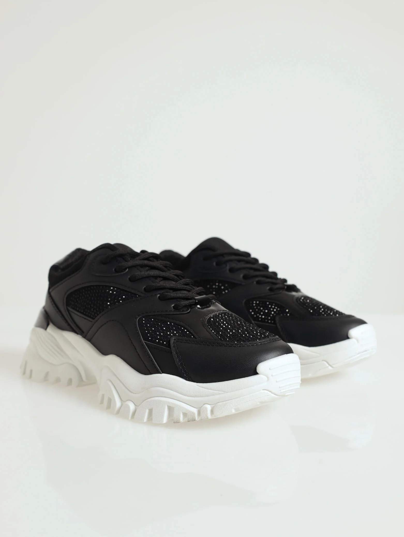 Diamante Chunky Trainer With Heel Insert