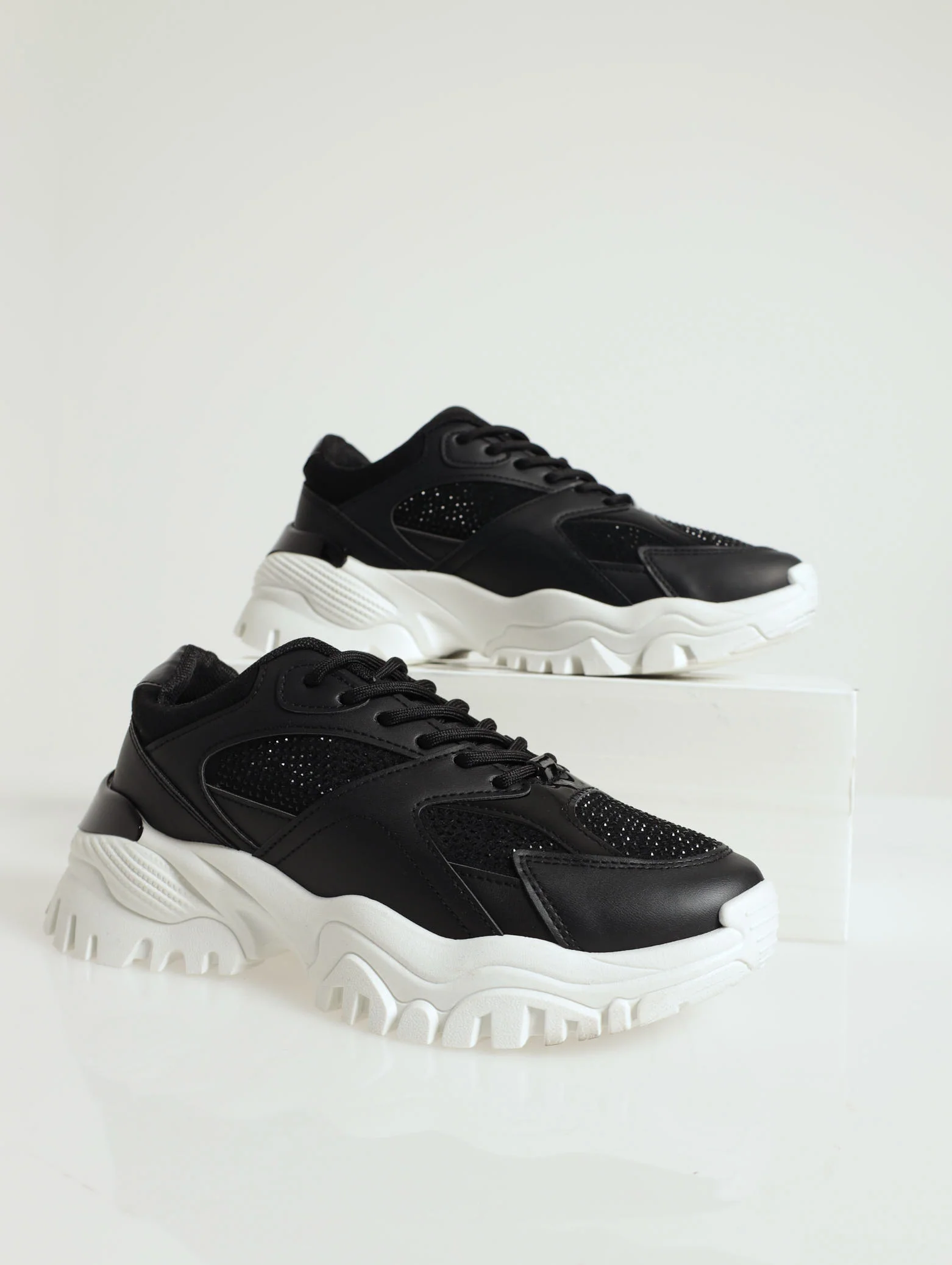 Diamante Chunky Trainer With Heel Insert - Image 2