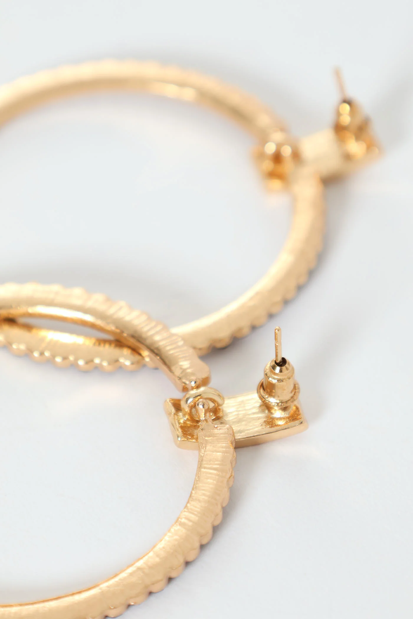 Diamante Detail Circular Statement Earrings - Gold - Image 3