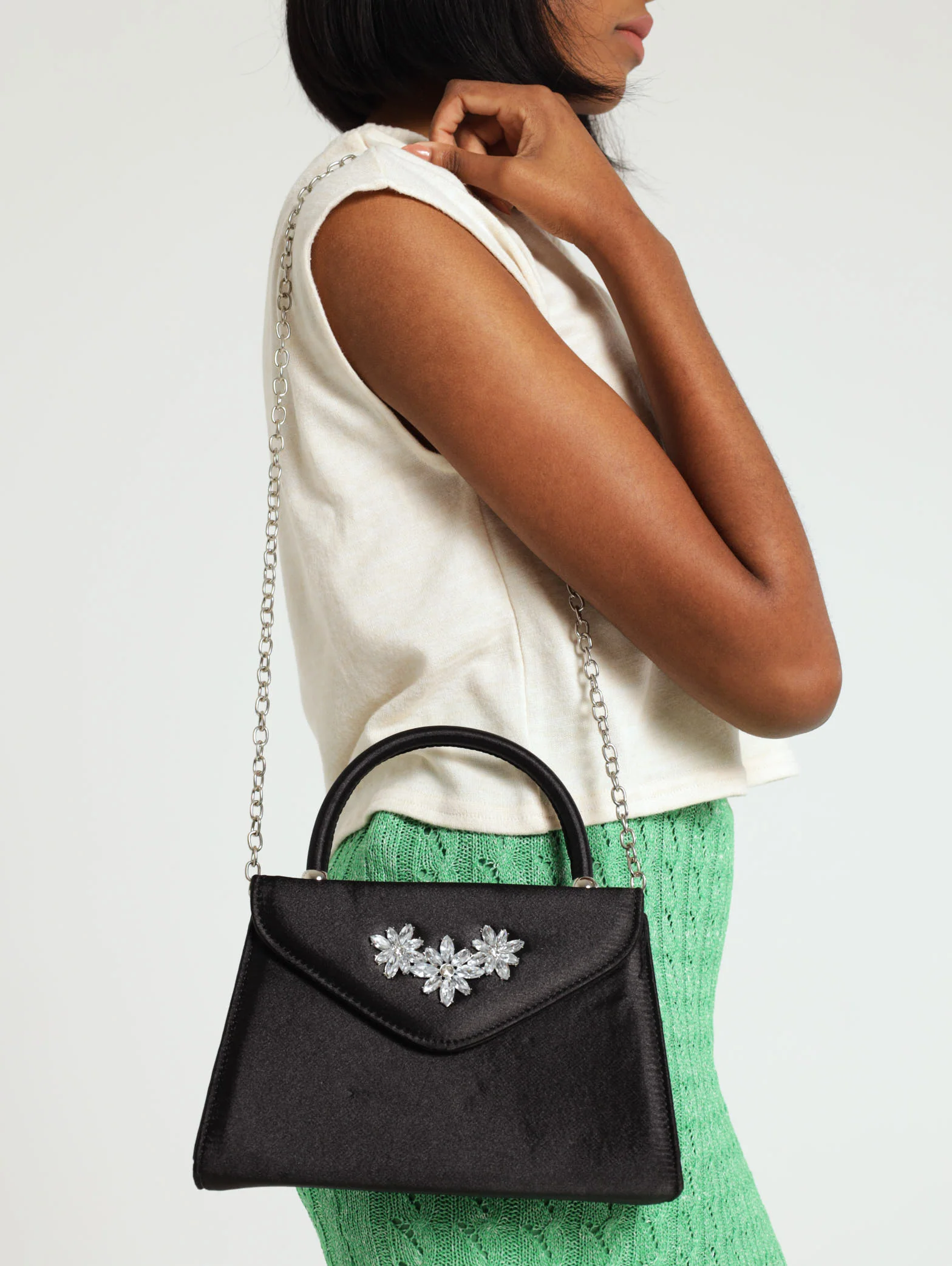 Diamante Detail Clutch Bag - Image 2