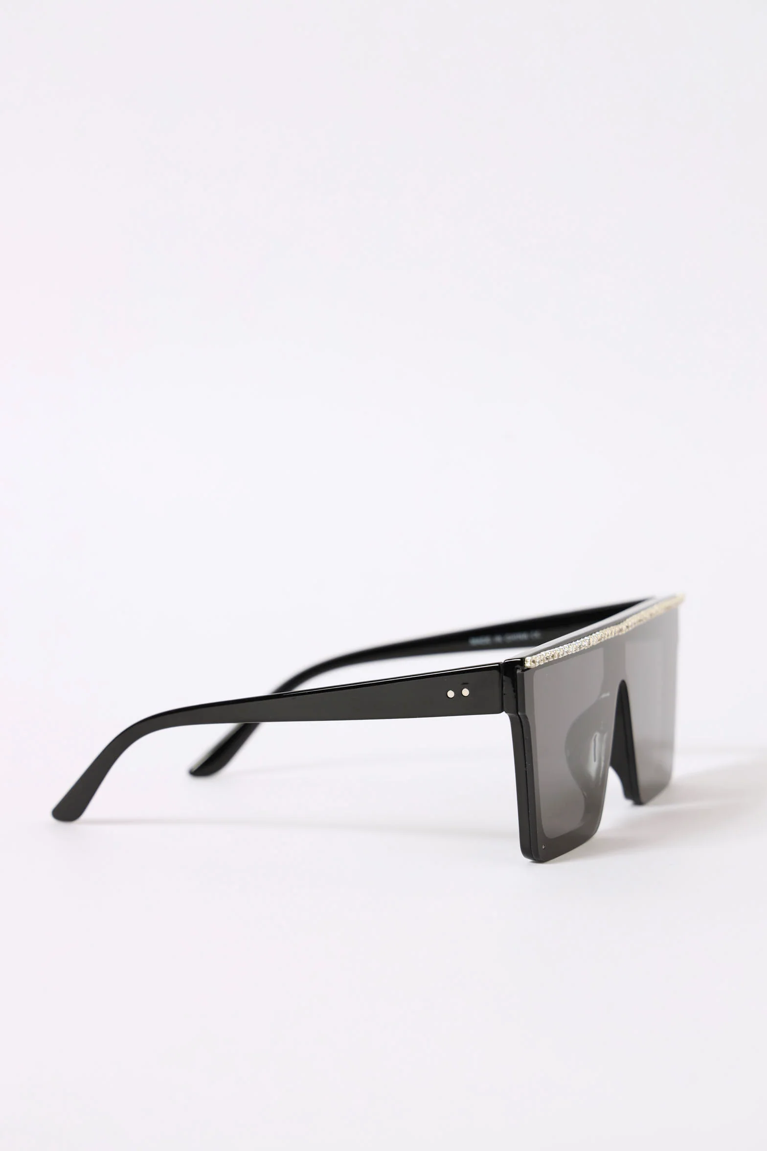 Diamante Detail Oversized Sunglasses - Black - Image 2