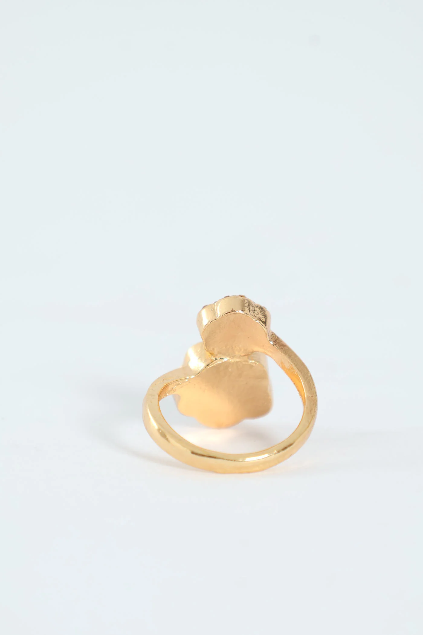 Diamante Epoxy Flower Statement Ring - Gold - Image 2