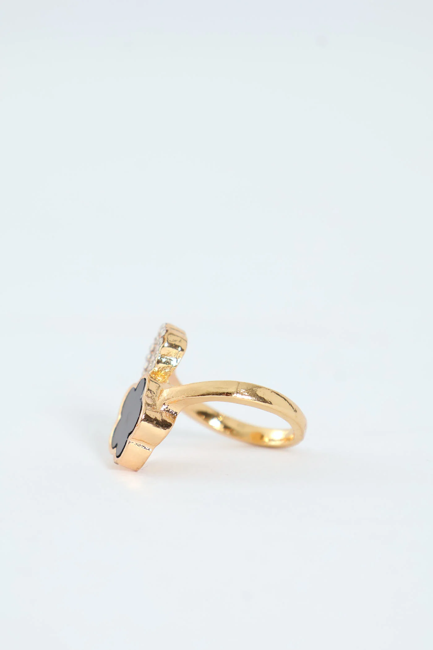 Diamante Epoxy Flower Statement Ring - Gold - Image 3
