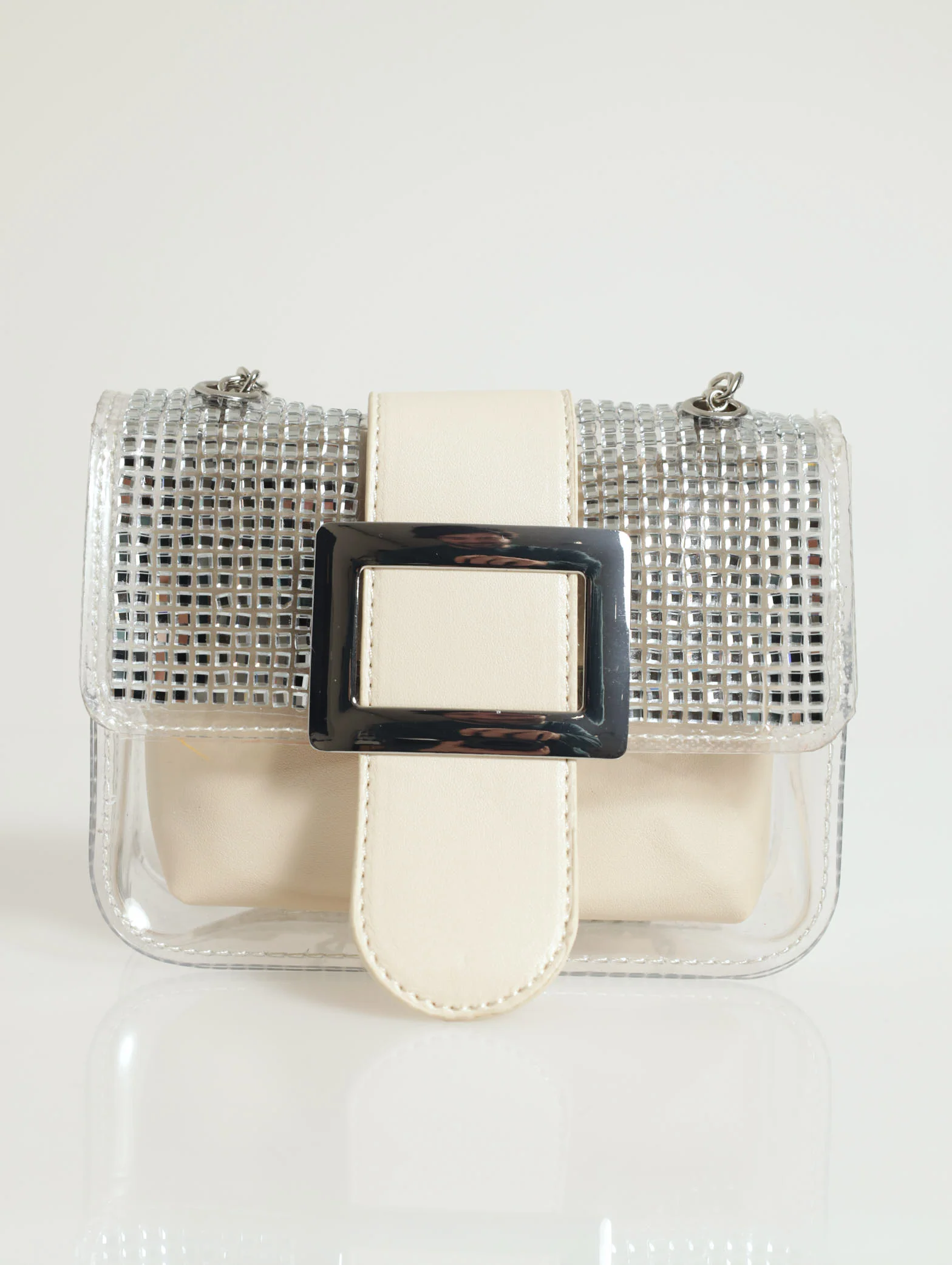 Diamante Flap Vinyl Satchel