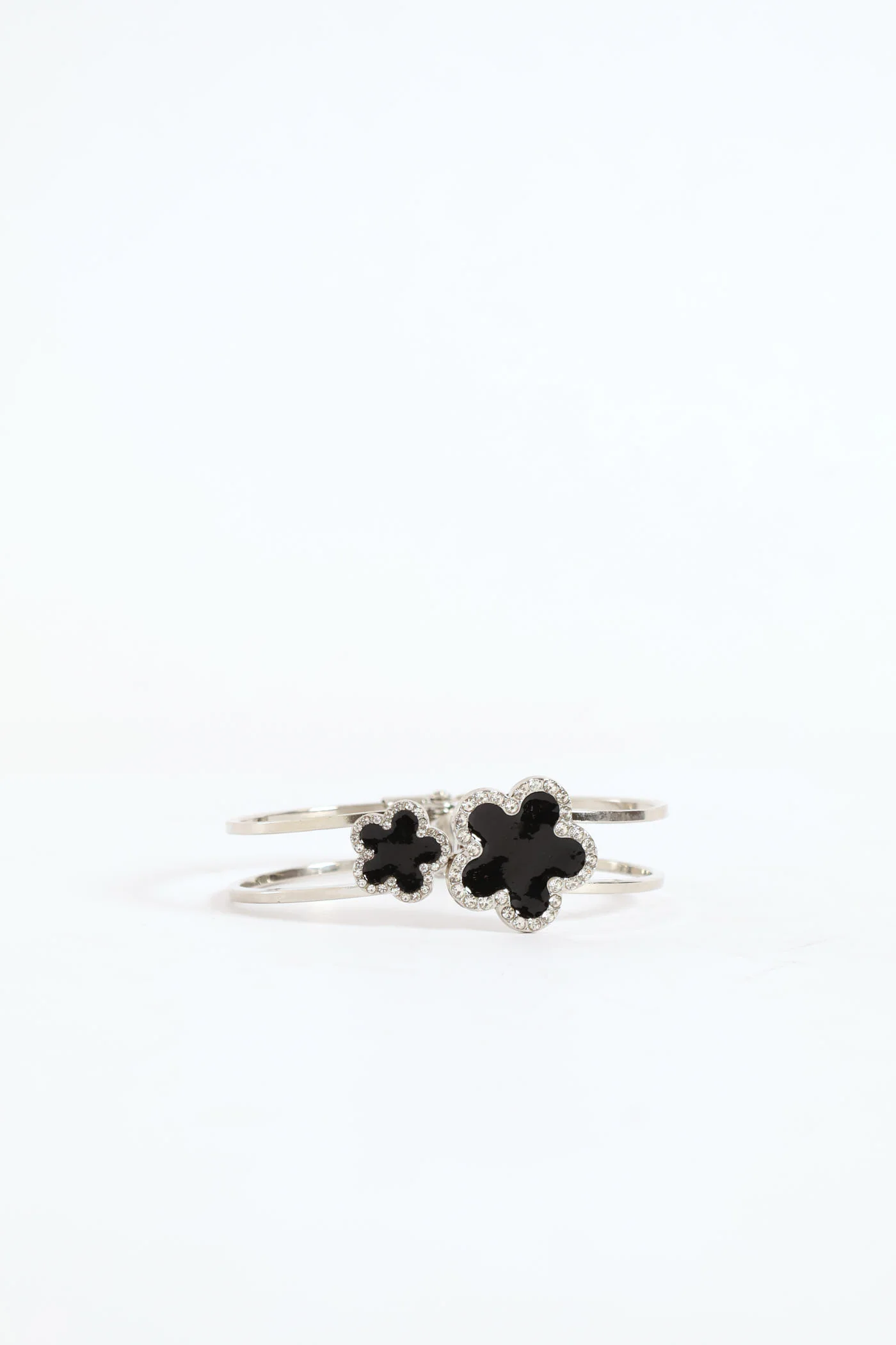 Diamante Flower Bangle - Silver - Image 4