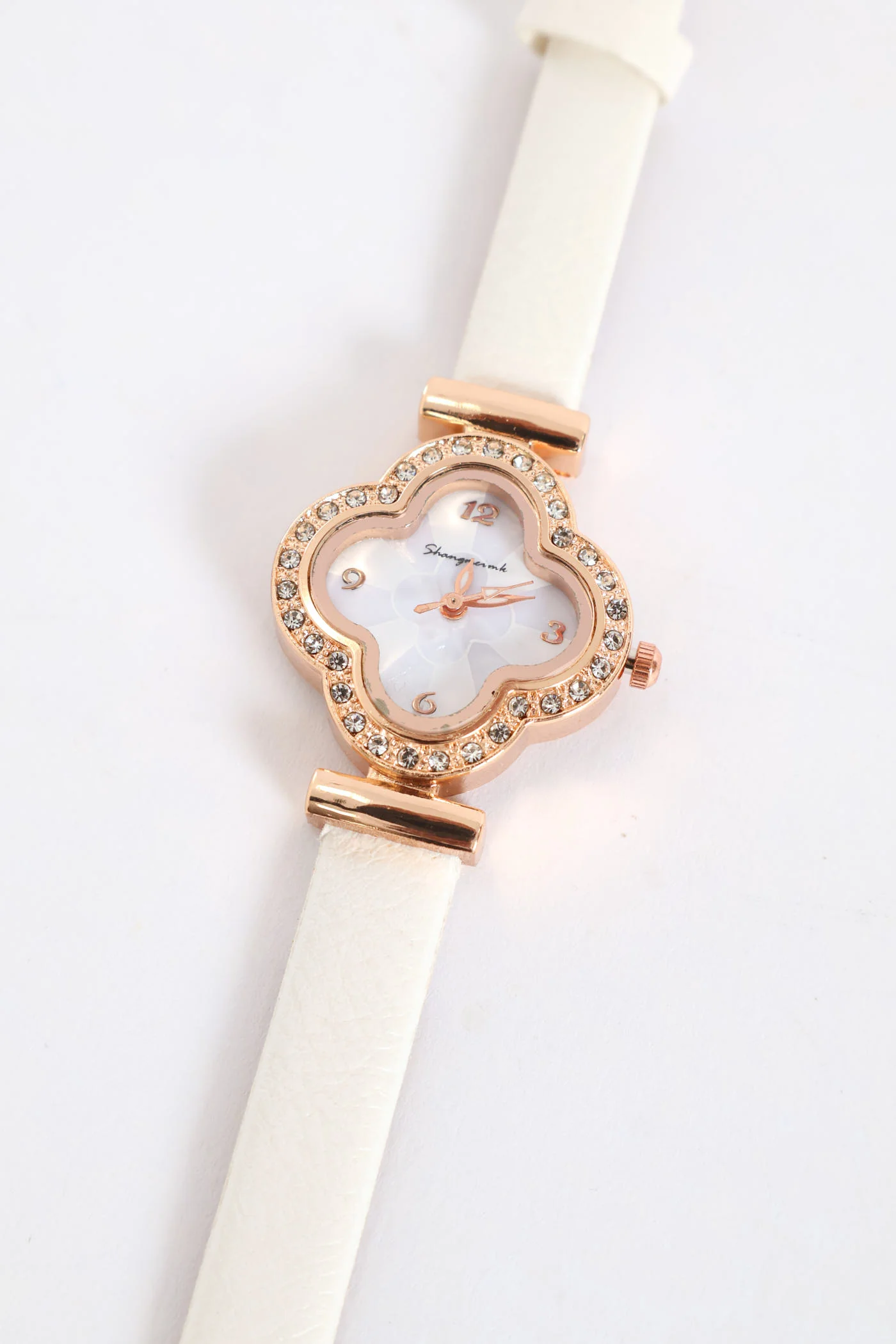 Diamante Flower Dial Watch - Gold