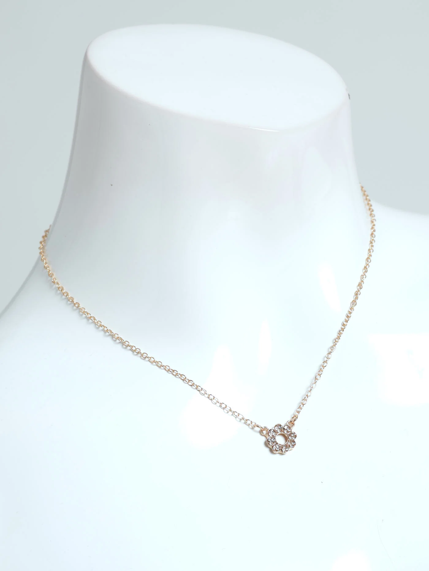 Diamante Flower Necklace & Matching Earrings - Gold