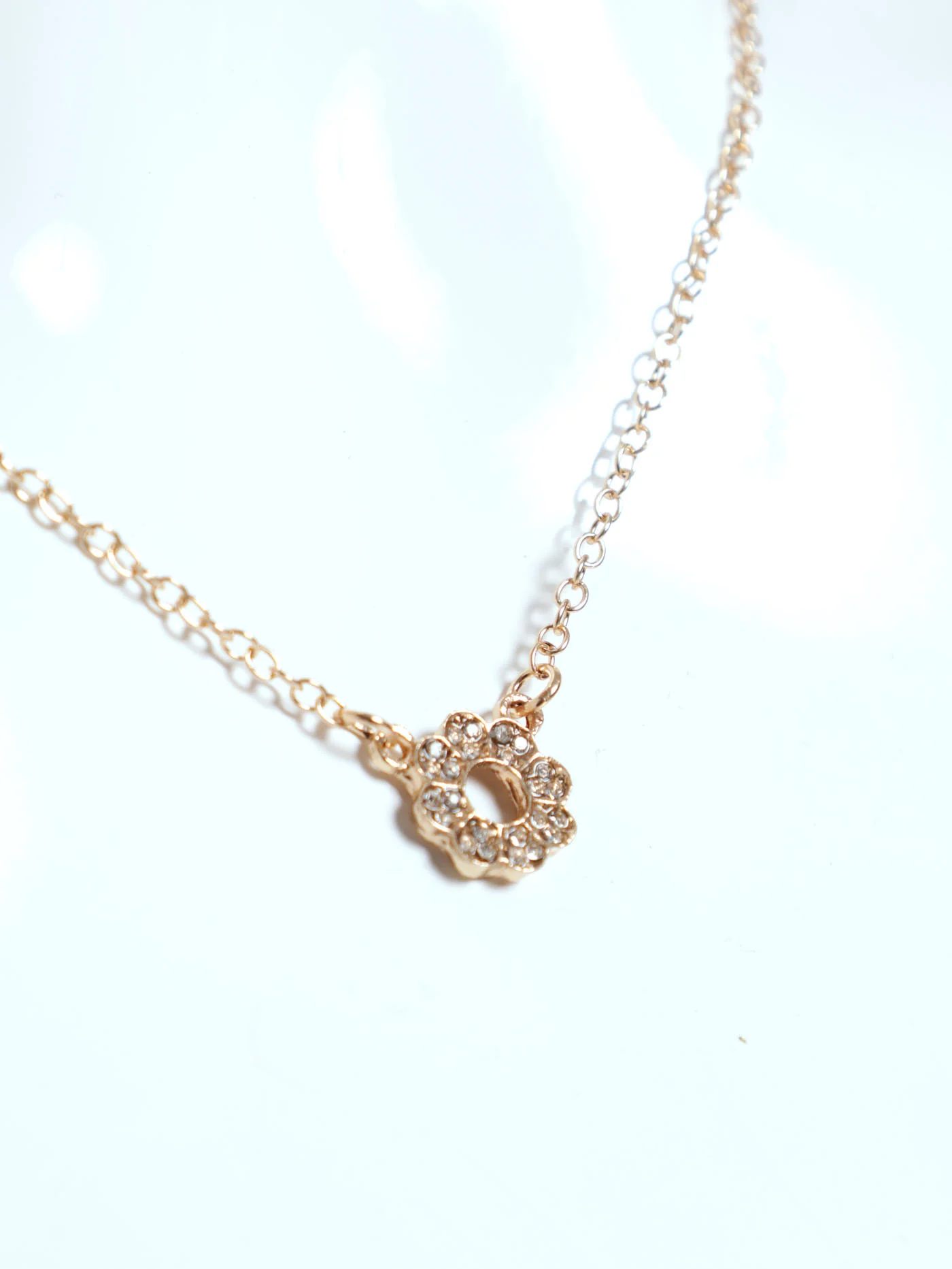 Diamante Flower Necklace & Matching Earrings - Gold - Image 3