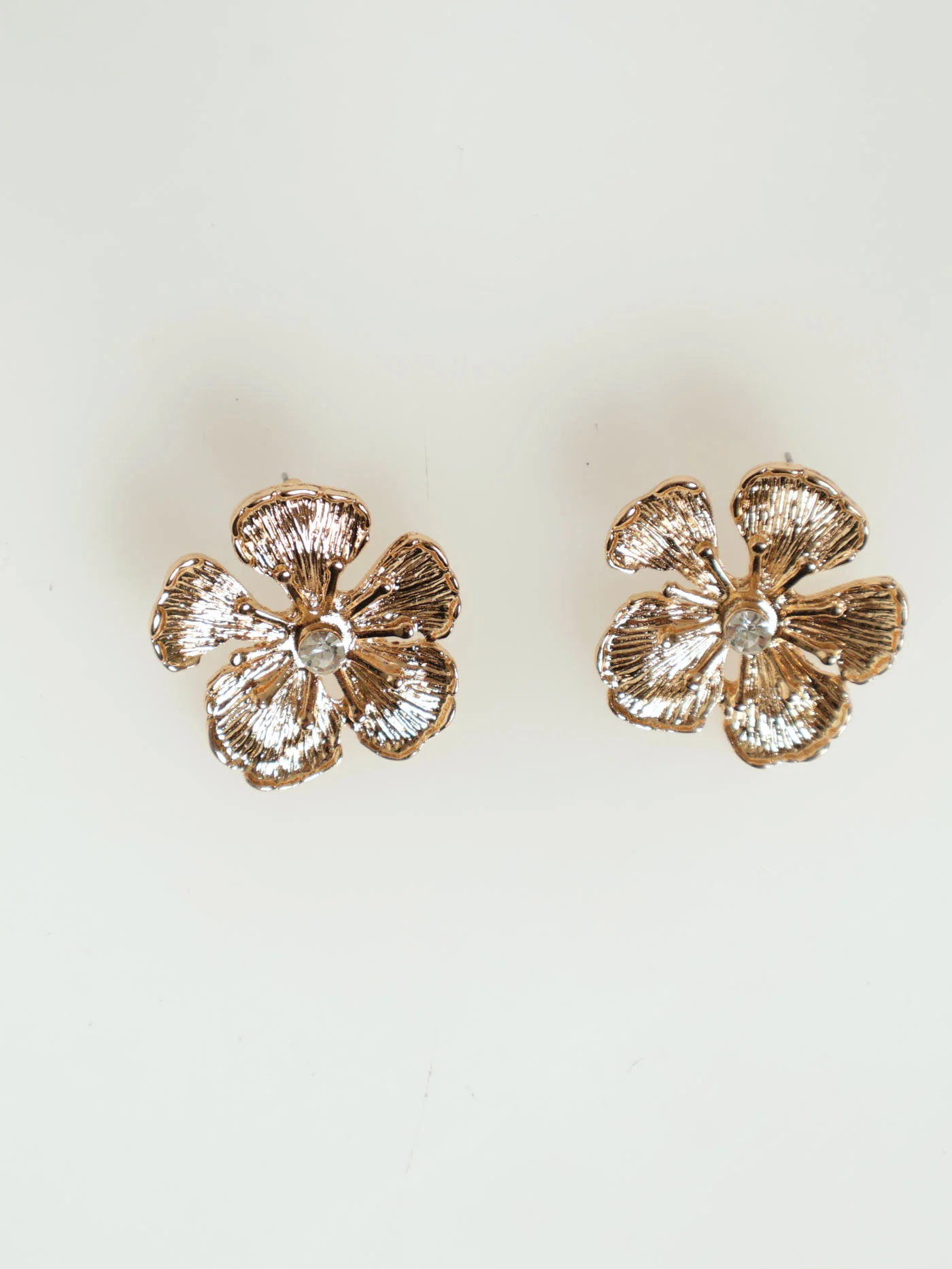 Diamante Flower Statement Earring - Gold