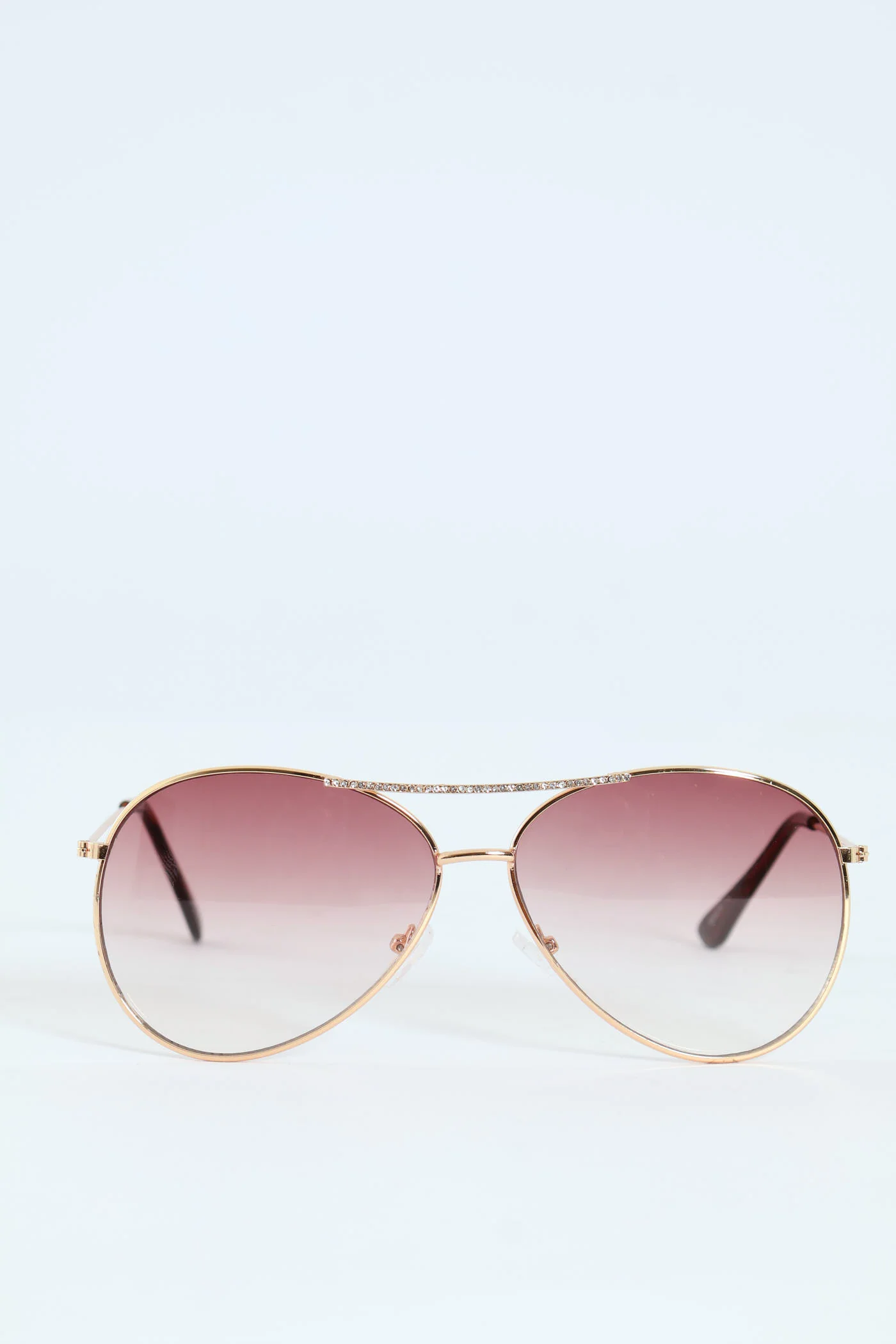 Diamante Front Aviator Sunglasses - Gold
