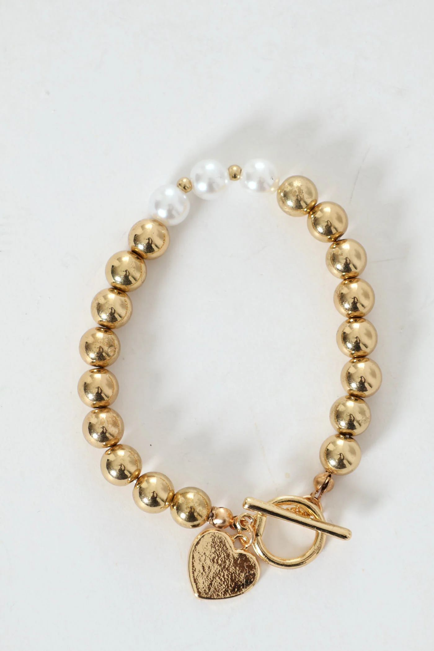 Diamante Heart Charm Bracelet - Gold