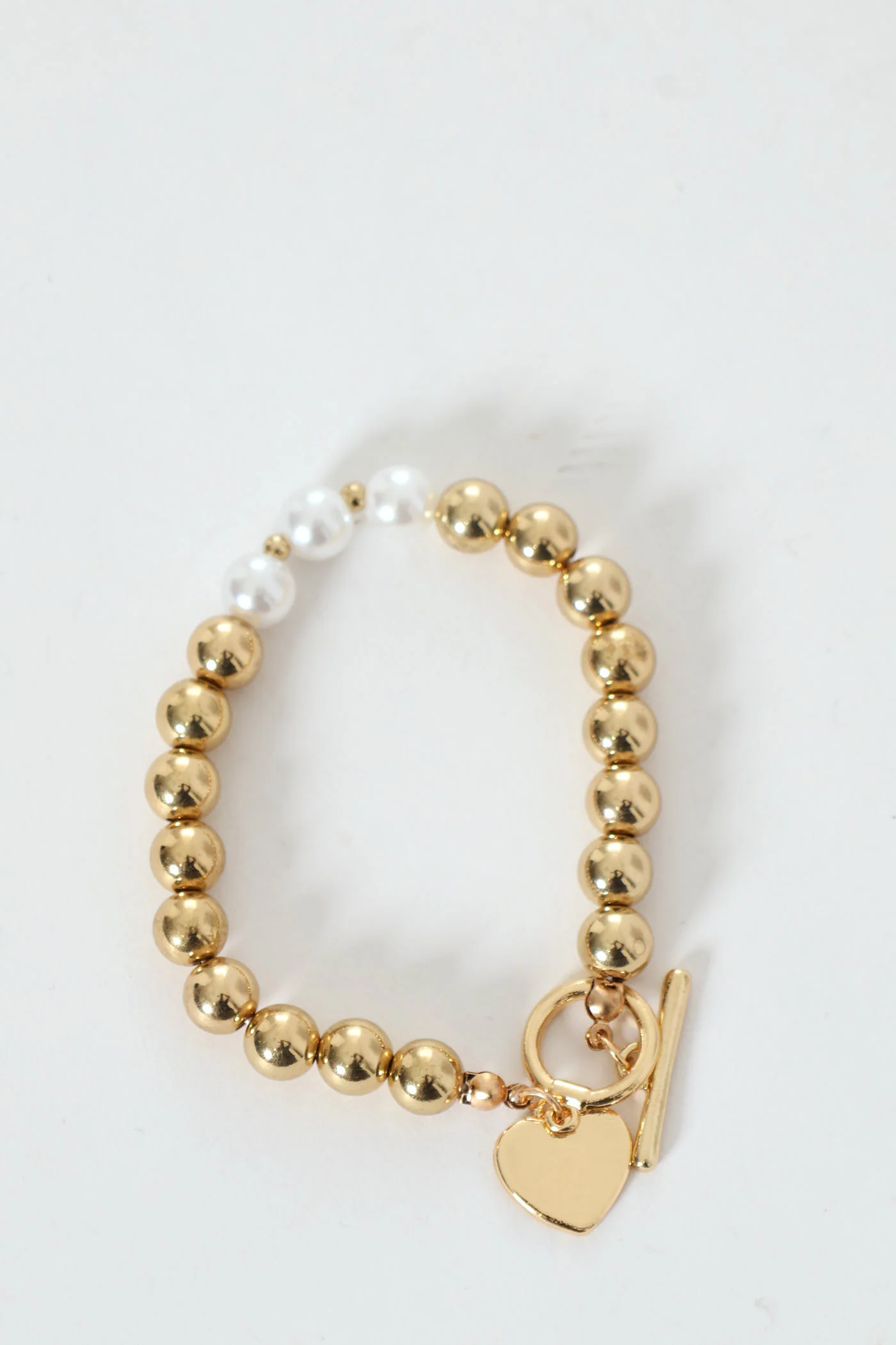 Diamante Heart Charm Bracelet - Gold - Image 2
